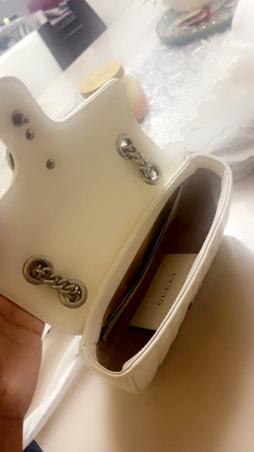 Gucci Marmont Mini Top Handle Bag - White image indicator(3)