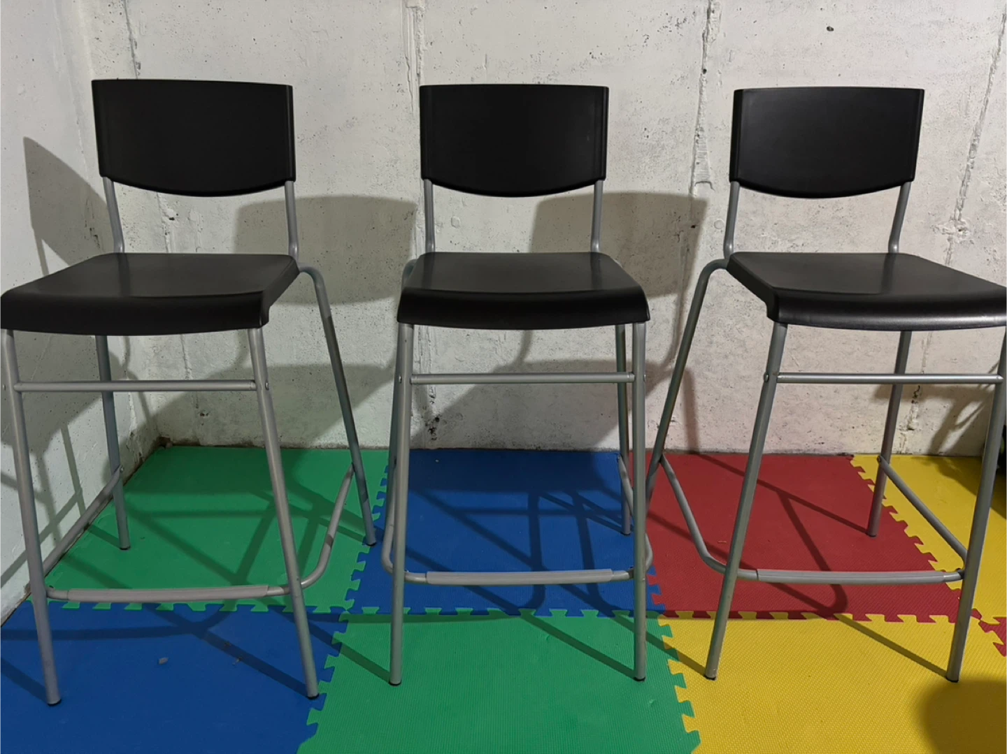 Set of 3 Black Bar Stools
