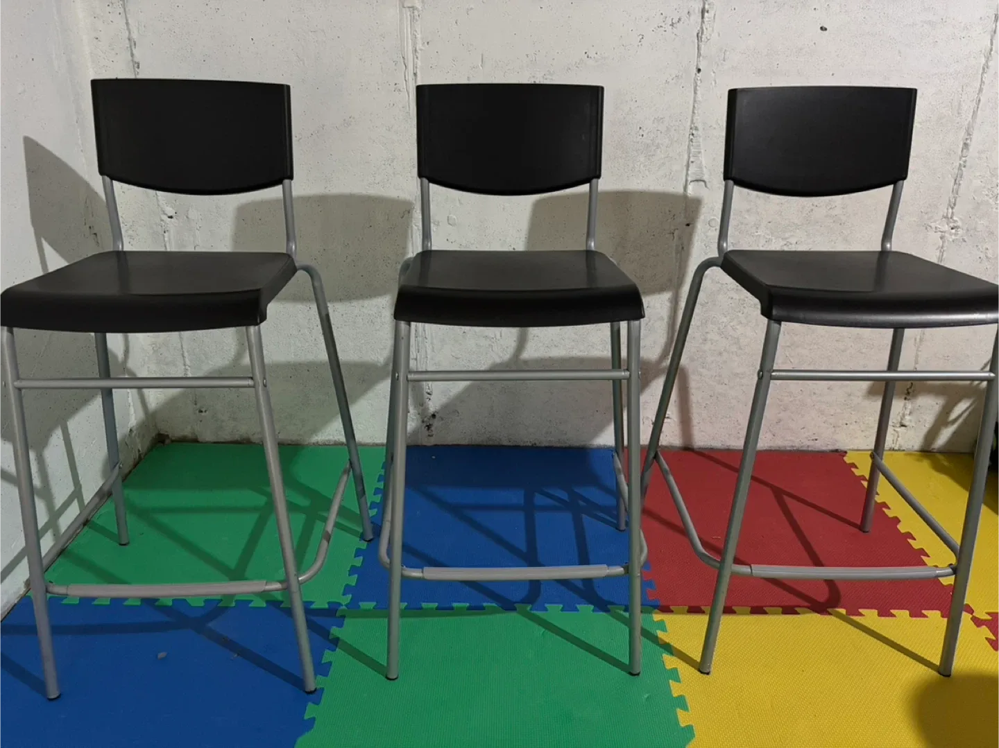 Set of 3 Black Bar Stools
