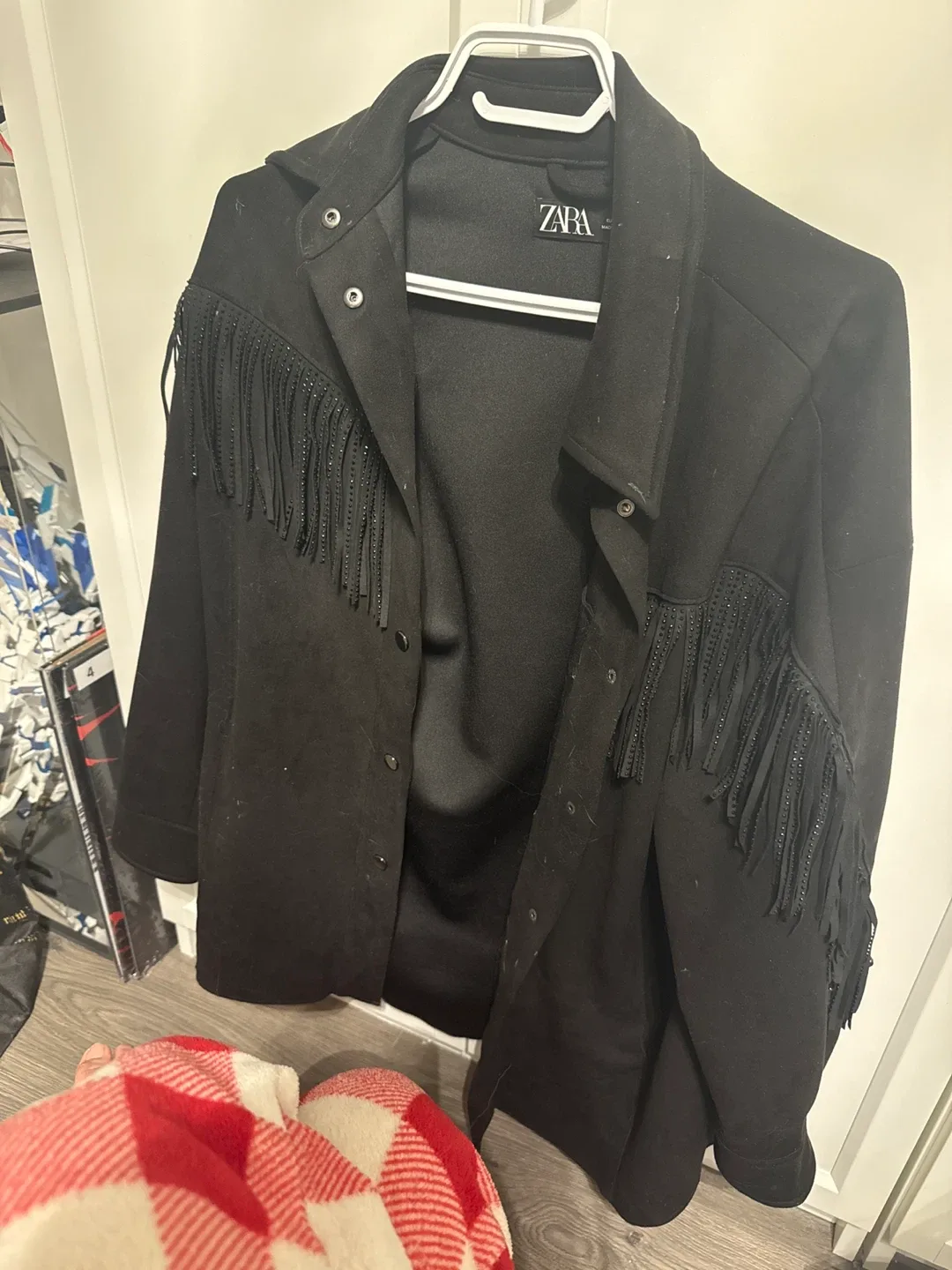 Zara Black Fringed Jacket - Size XS