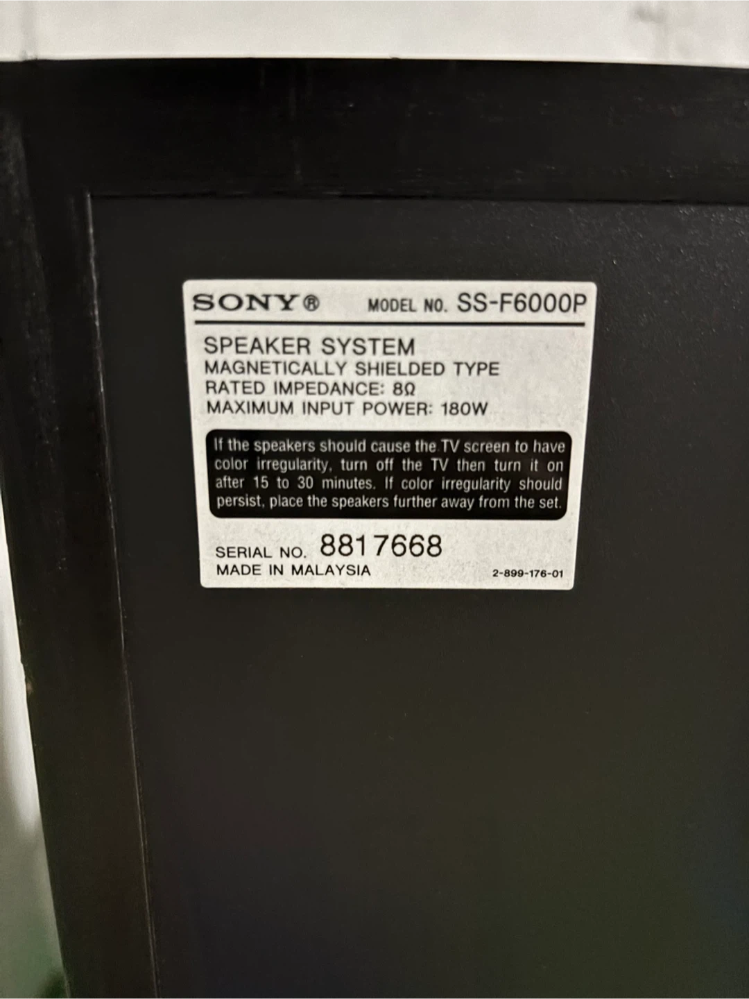 Sony SS-F6000P Speaker System - photo 3
