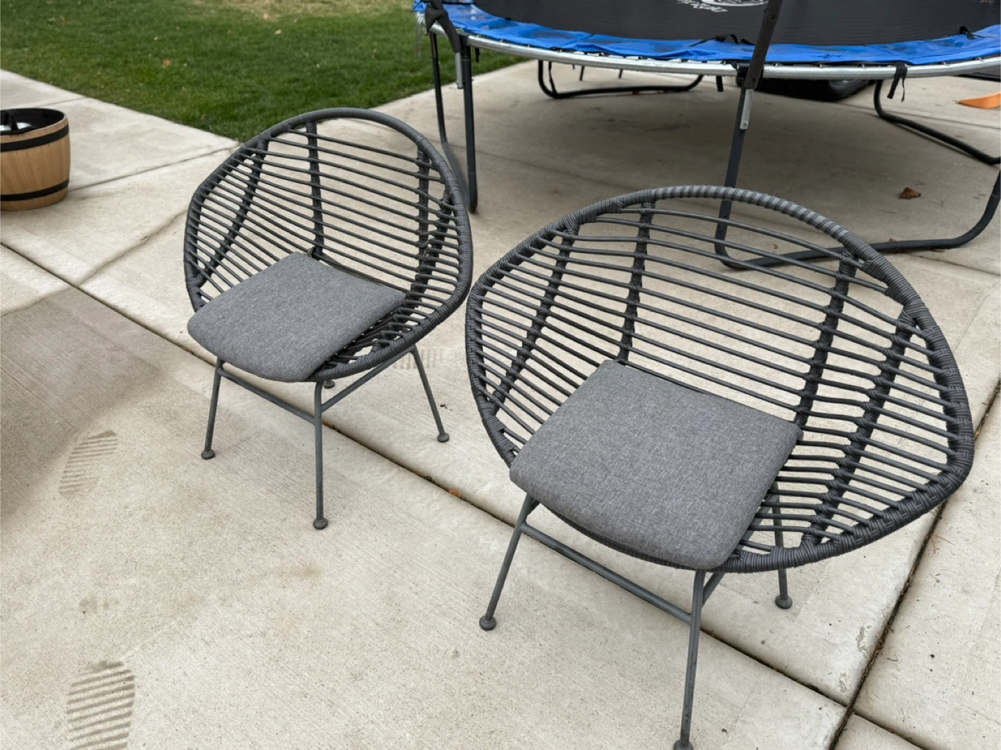 Set of 2 Gray Woven Outdoor Chairs - photo 5