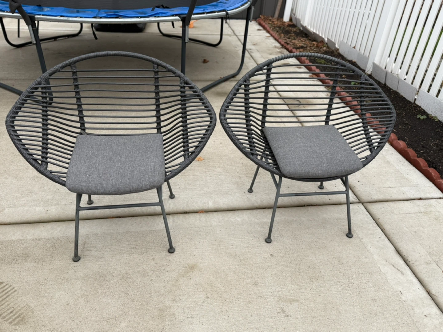 Set of 2 Gray Woven Outdoor Chairs - photo 3