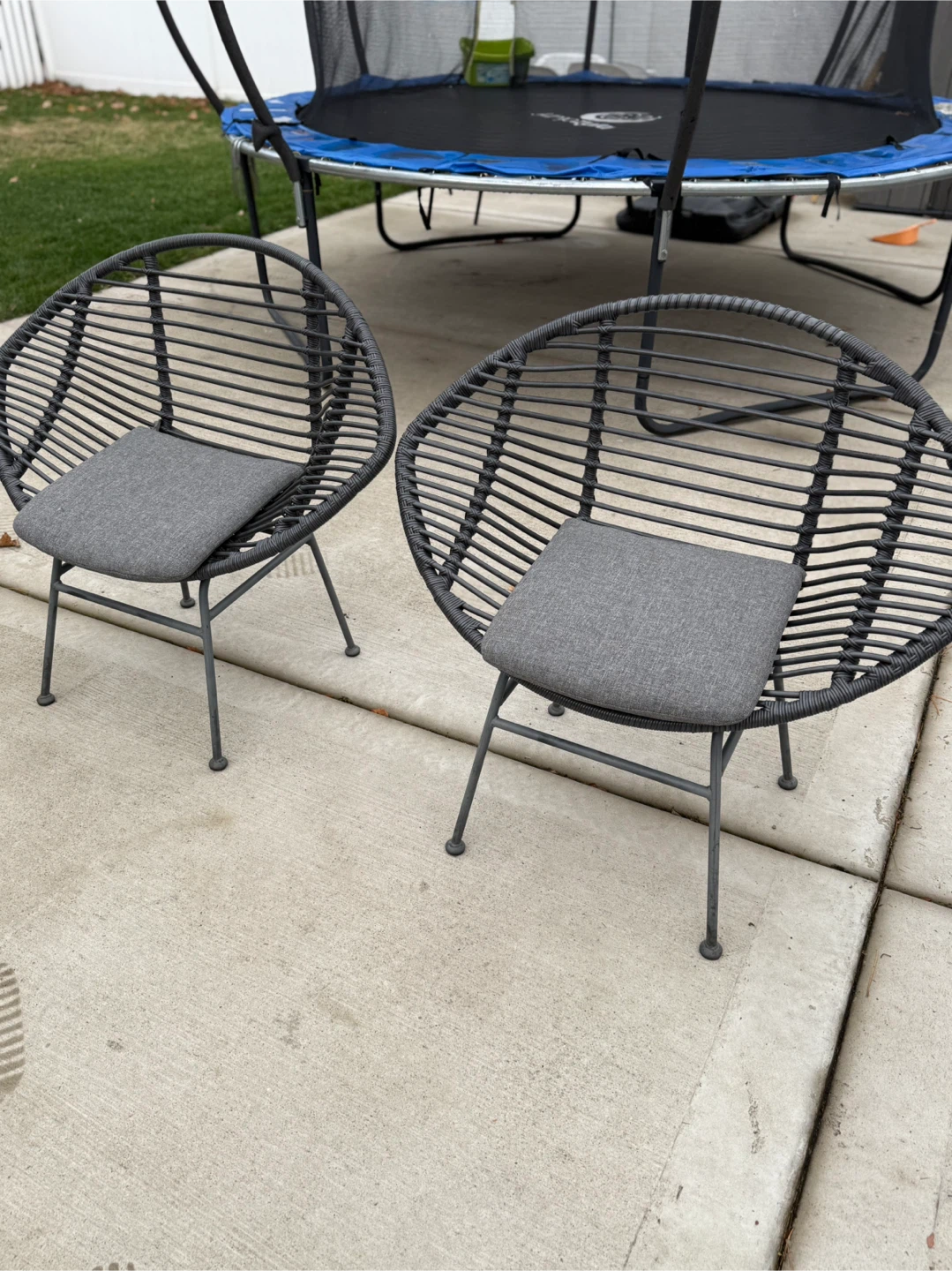 Set of 2 Gray Woven Outdoor Chairs - photo 2
