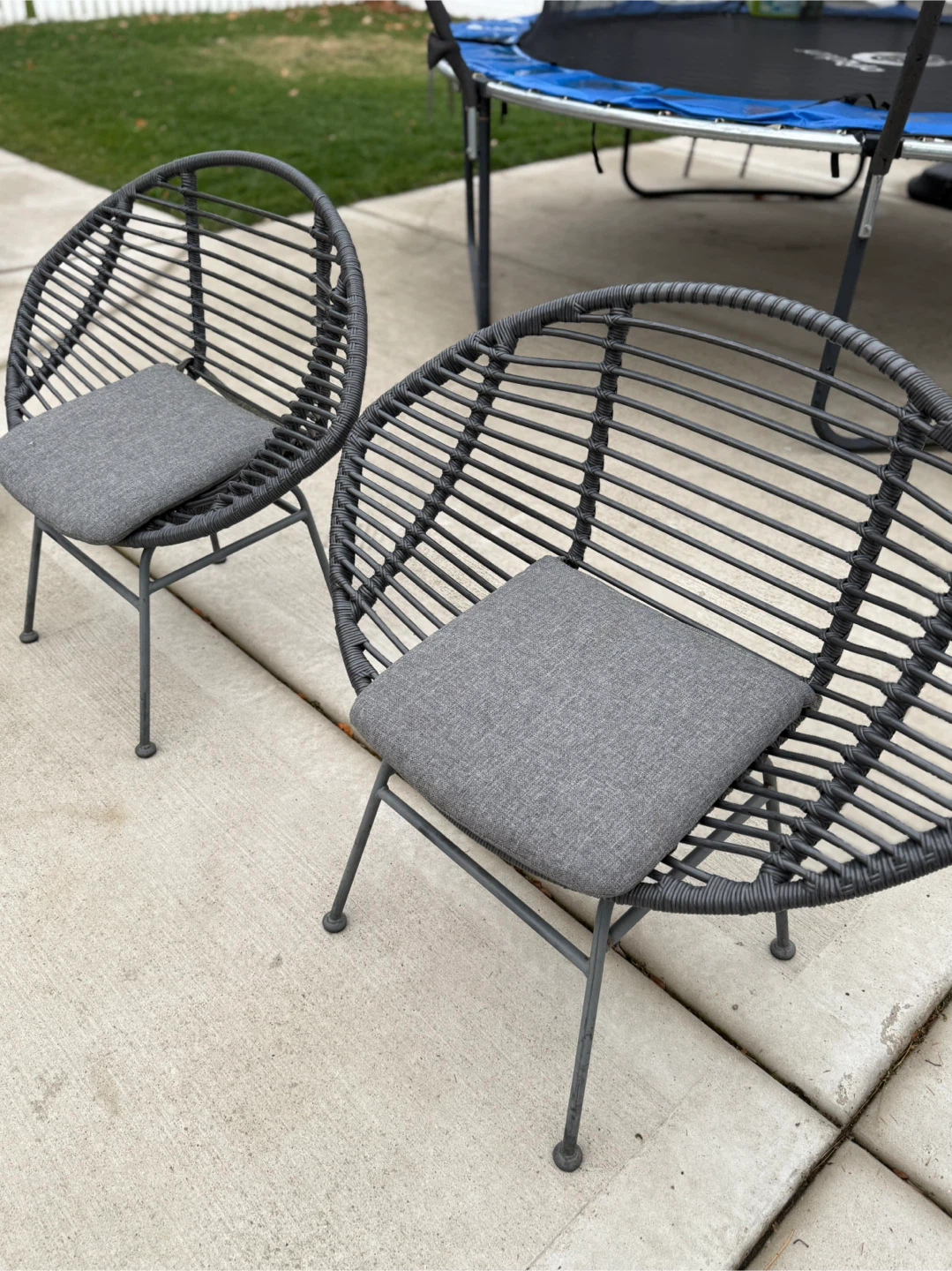 Set of 2 Gray Woven Outdoor Chairs