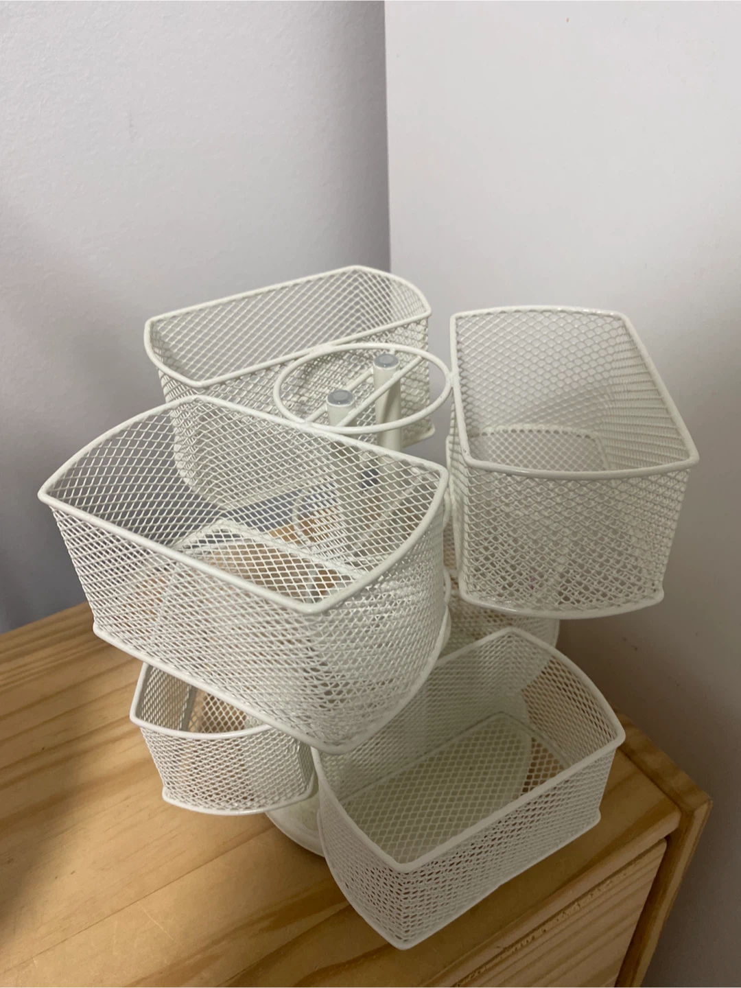 Rotating White Metal Desk Organizer - photo 2