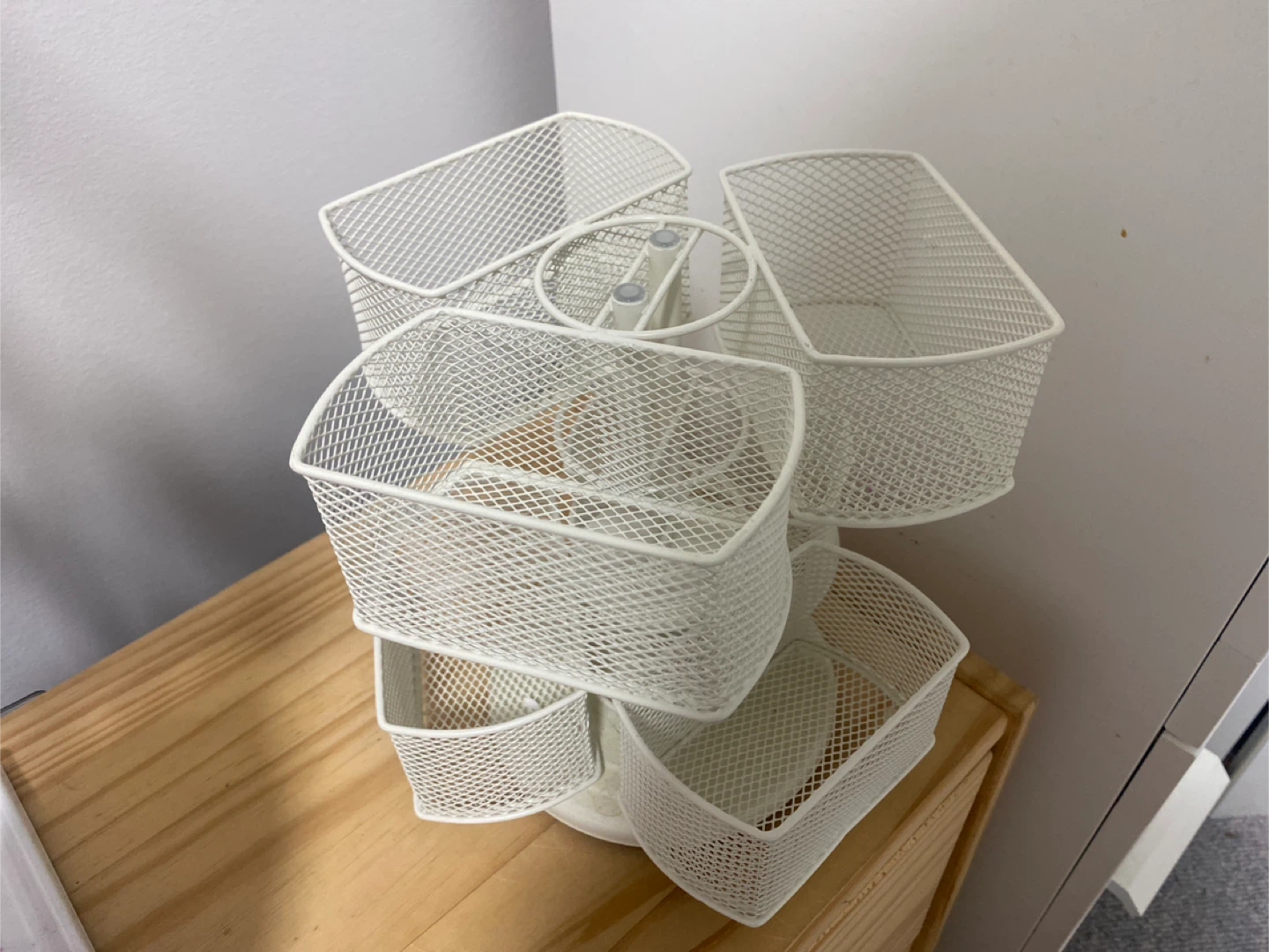 Rotating White Metal Desk Organizer - photo 3