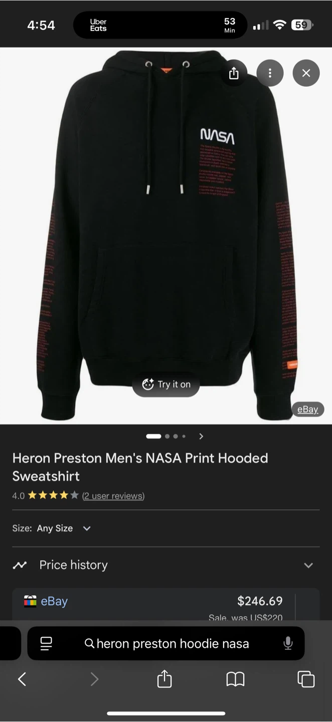 Heron Preston Oversized NASA Print Hoodie Sweatshirt - photo 4