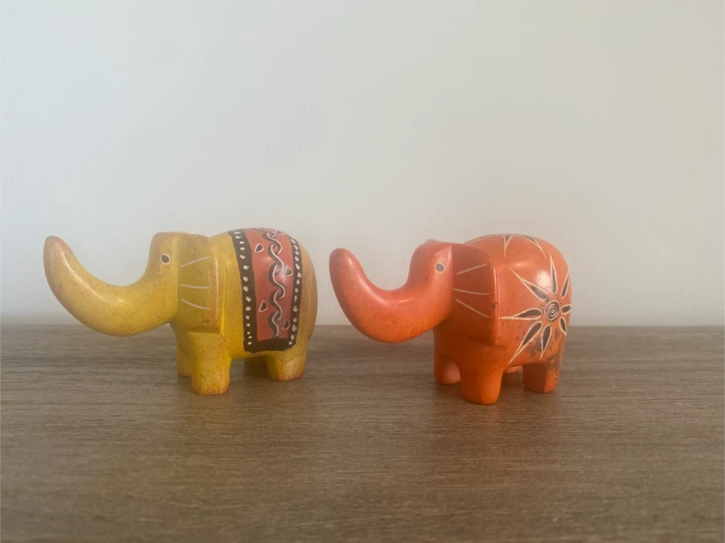 Elephant Figurines - Orange & Yellow