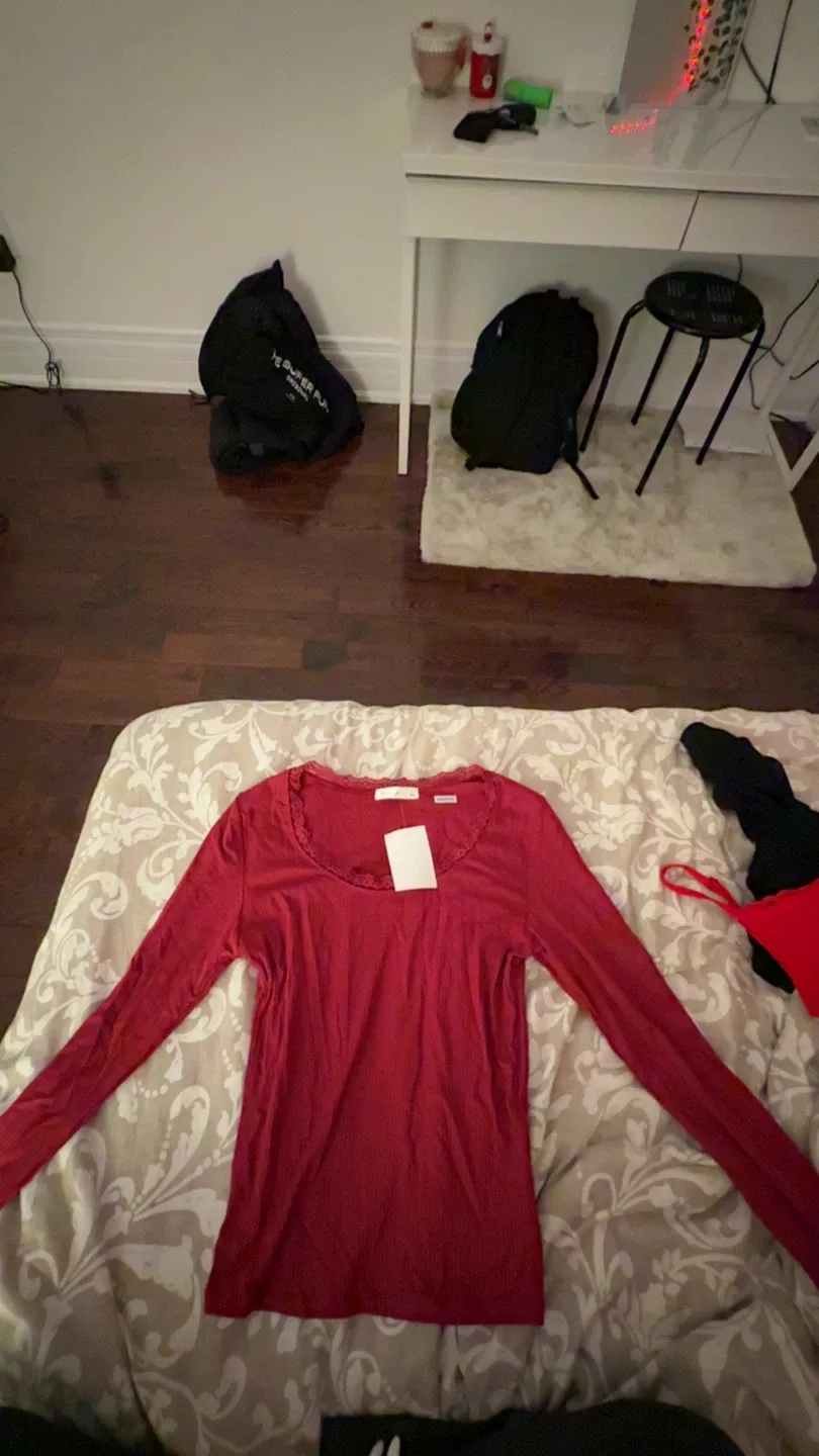 Red Long Sleeve Top