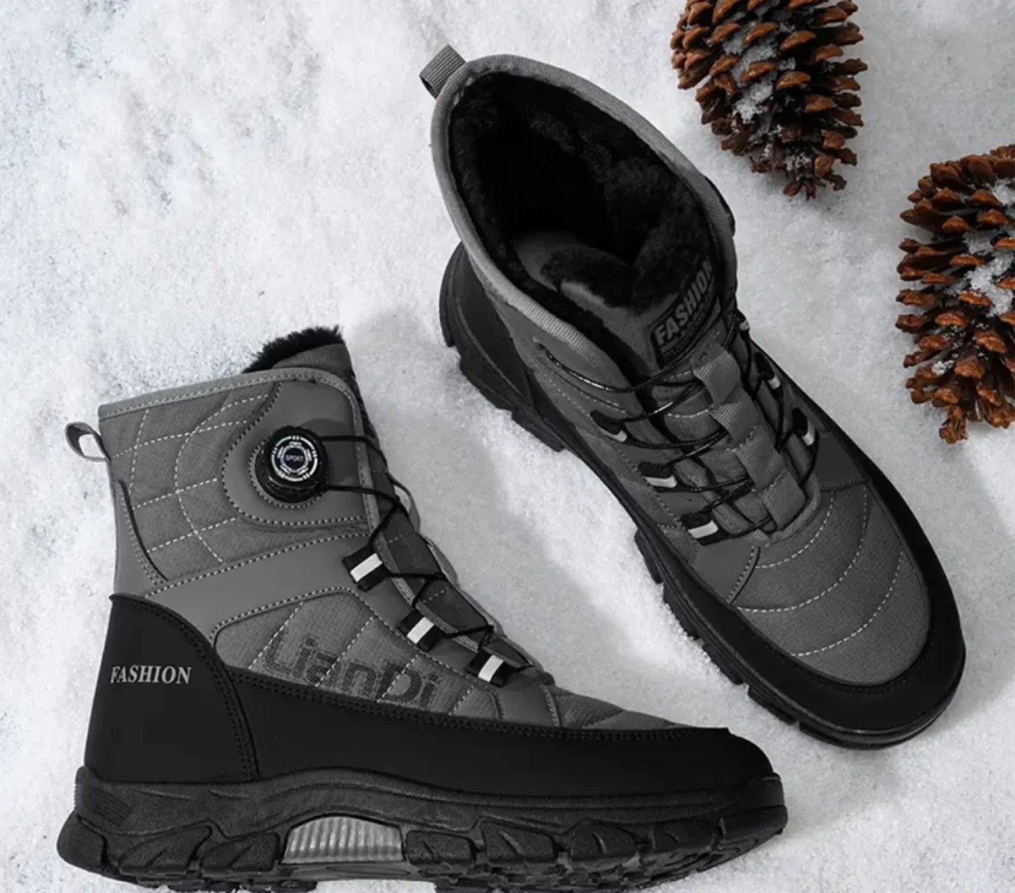Mainalun Gray Winter Snow Boots image indicator(2)