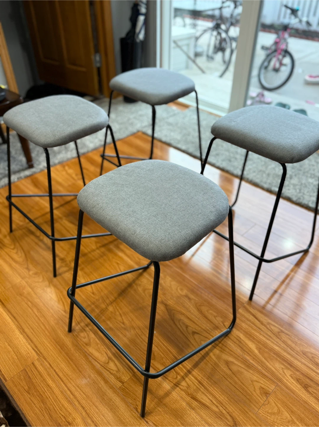 Set of 4 Gray Bar Stools