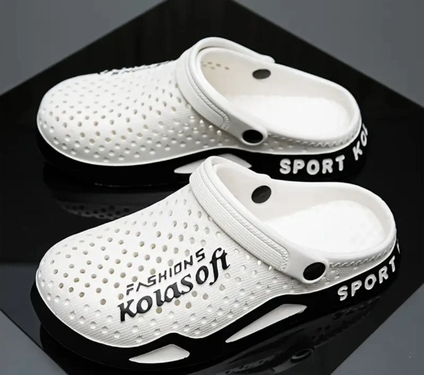 Kolasoft White & Black Sport Clogs image indicator(3)