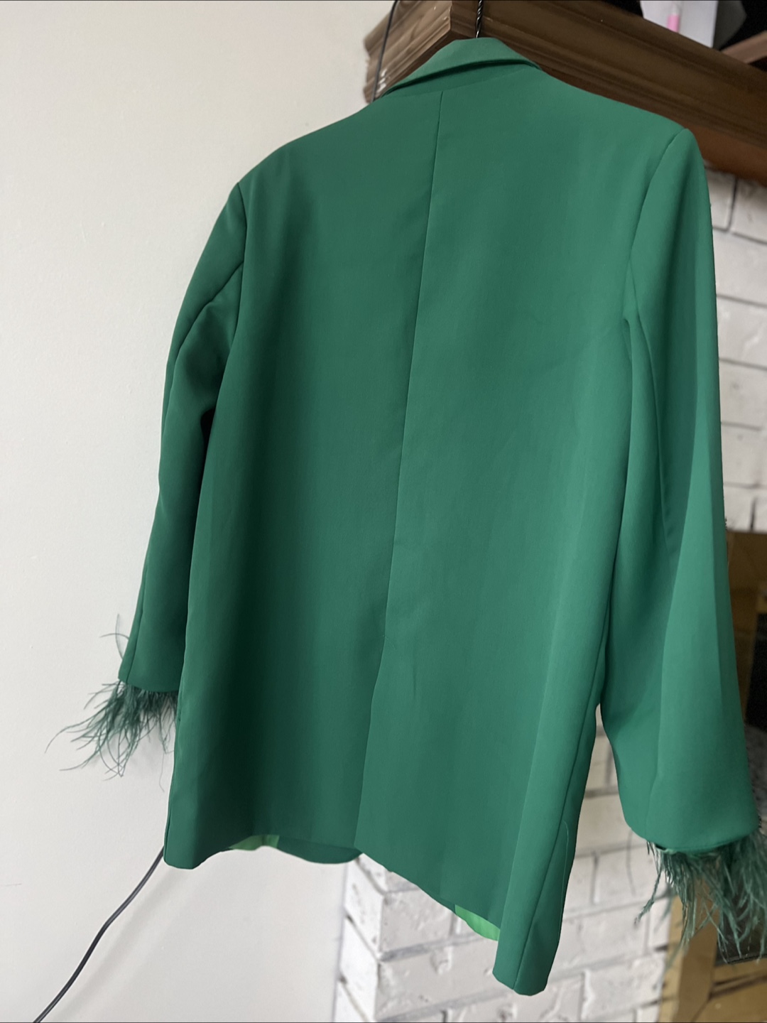 Green Feather Cuff Blazer - photo 3