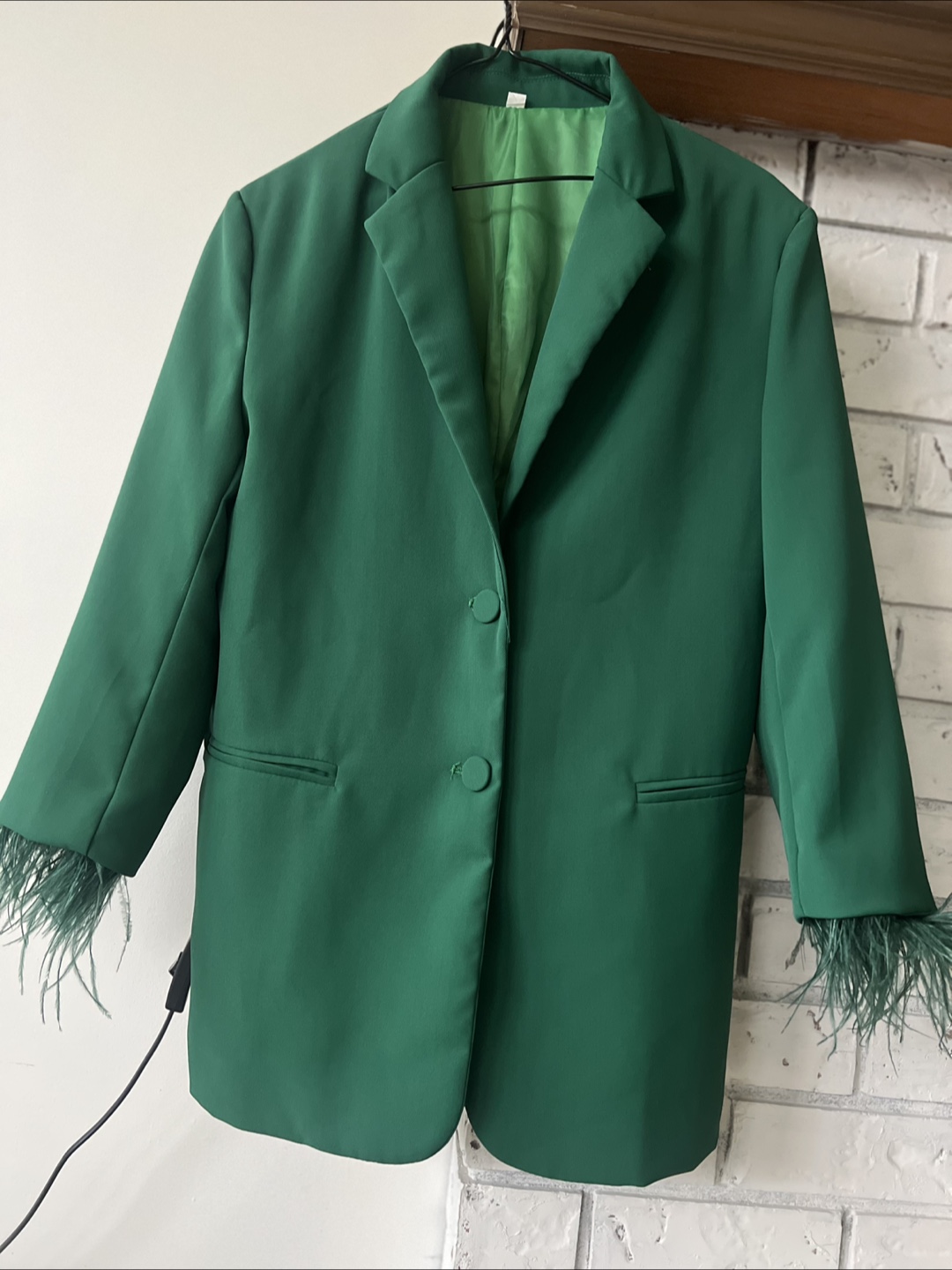 Green Feather Cuff Blazer - photo 2