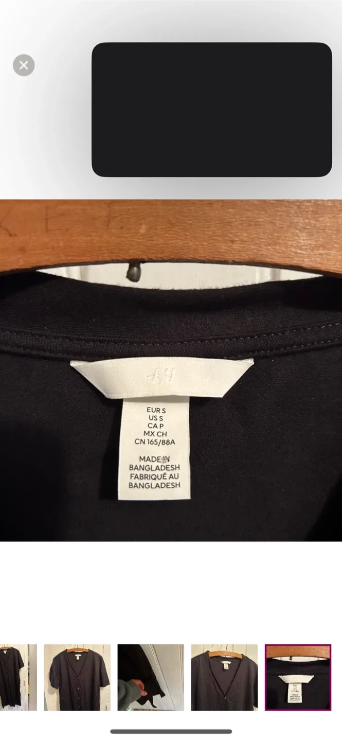 H&M Black Button-Down Dress - Size S image indicator(5)