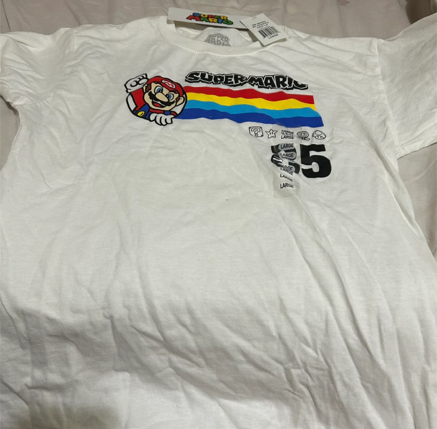 Super Mario 85 Stripes Kids LS T-Shirt - Large image indicator(4)