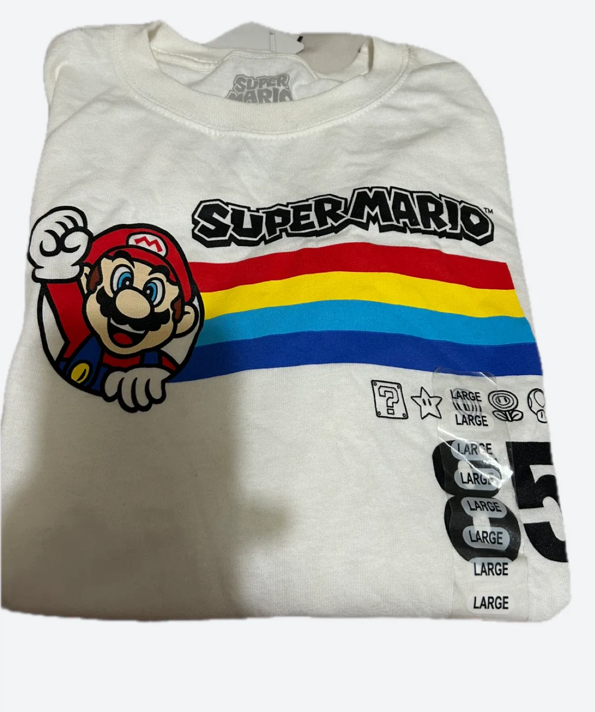 Super Mario 85 Stripes Kids LS T-Shirt - Large