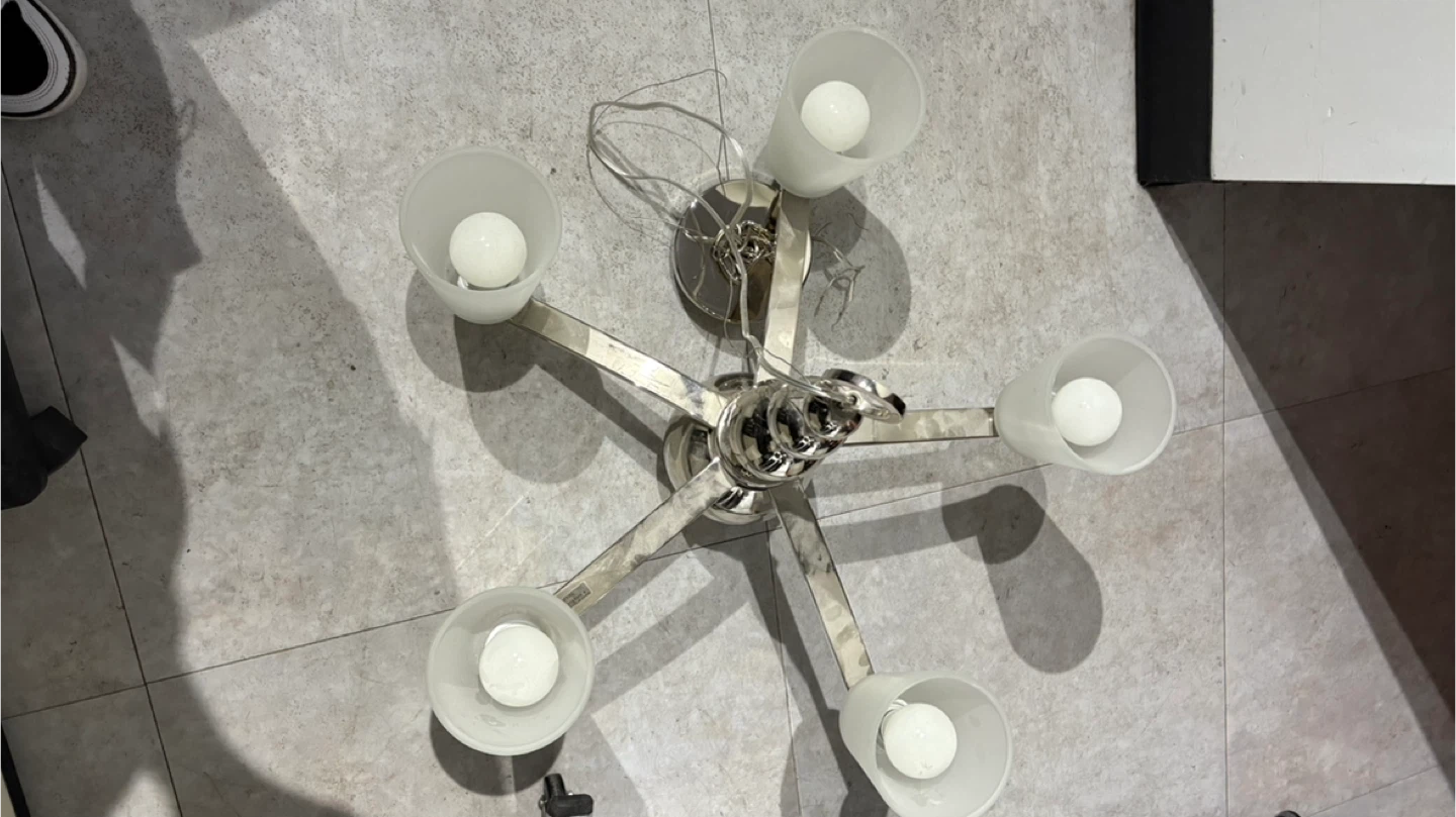 Silver Chandelier with White Glass Shades - photo 3