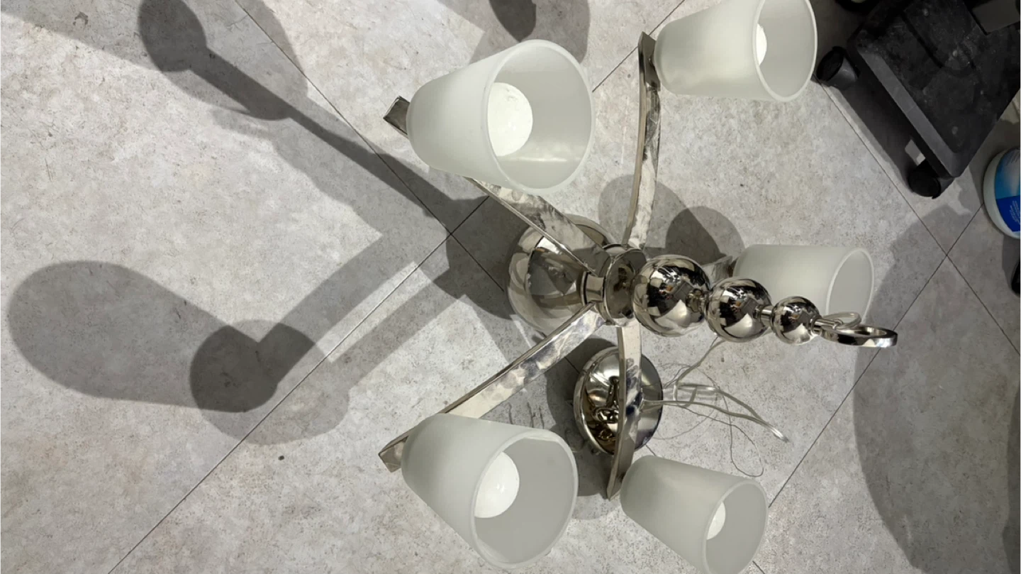Silver Chandelier with White Glass Shades - photo 4