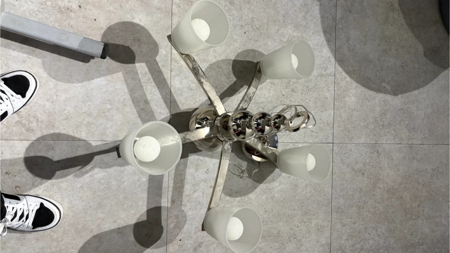 Silver Chandelier with White Glass Shades - photo 5
