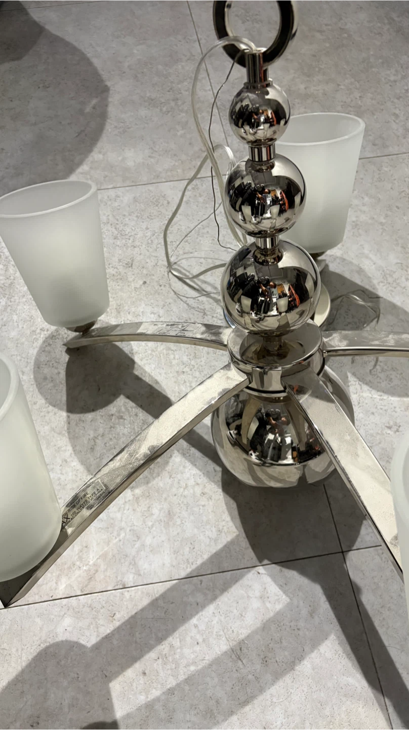 Silver Chandelier with White Glass Shades - photo 2