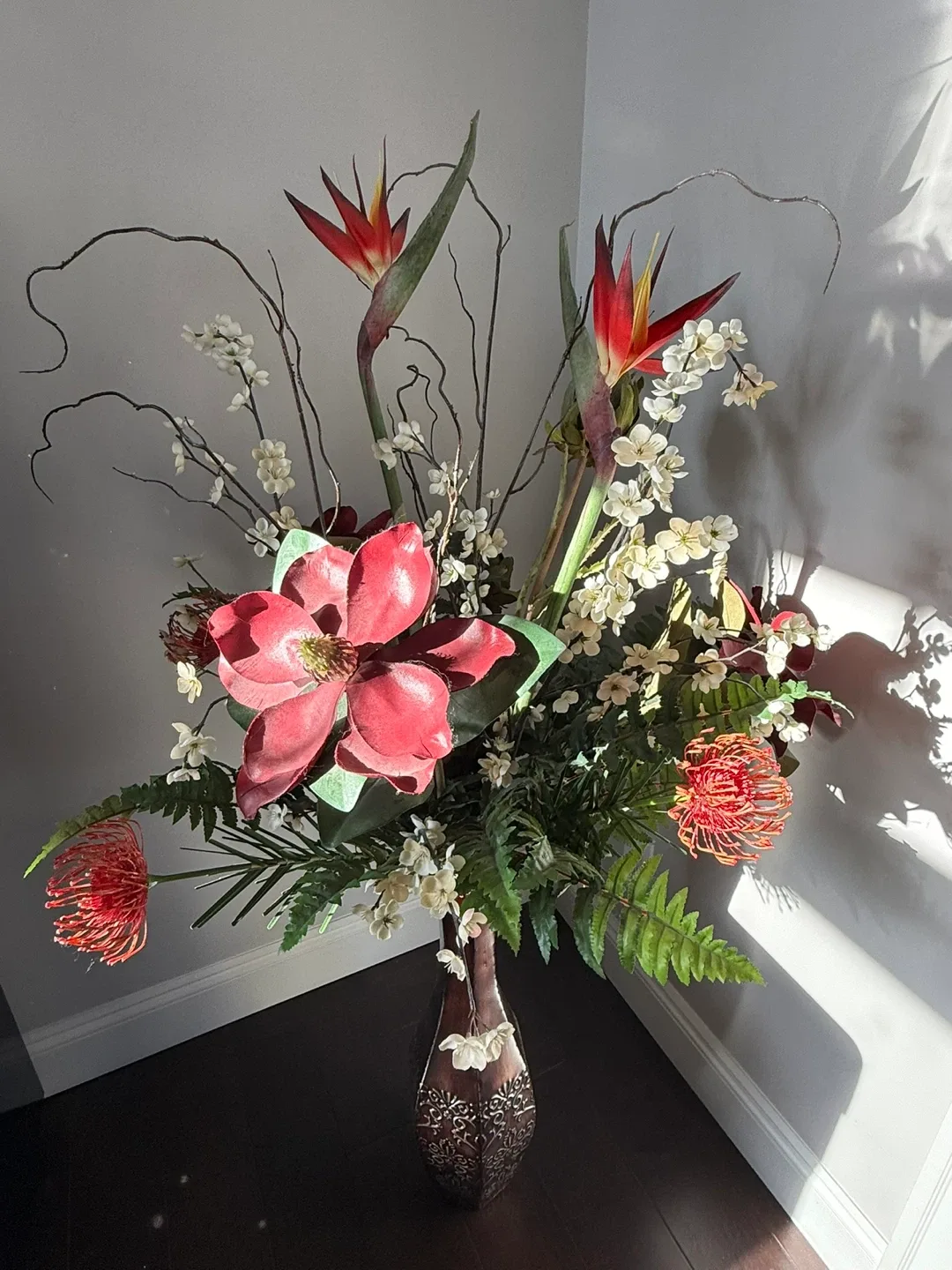 Artificial silk flower vase