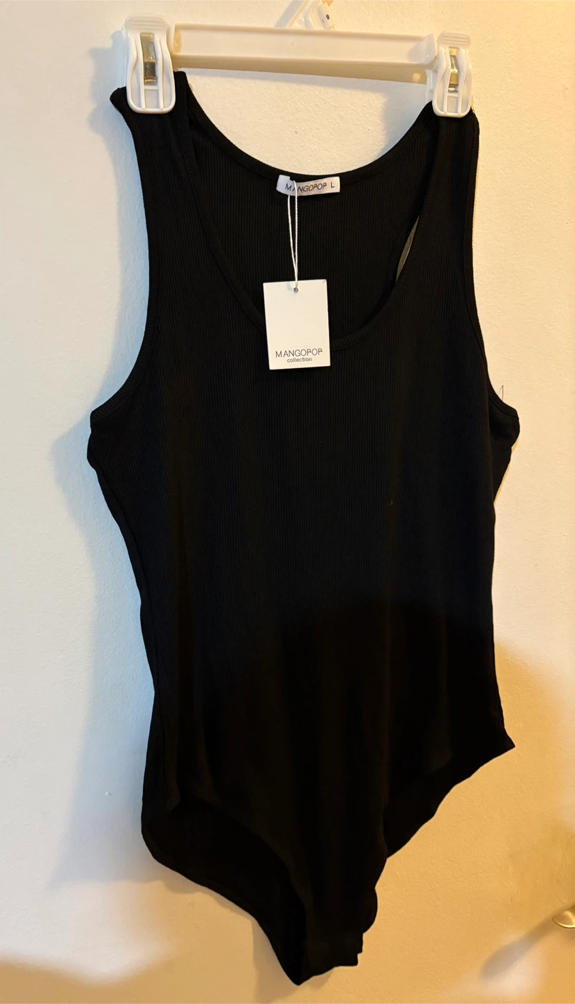 Mangopop Black Ribbed Bodysuit - Size L - photo 5