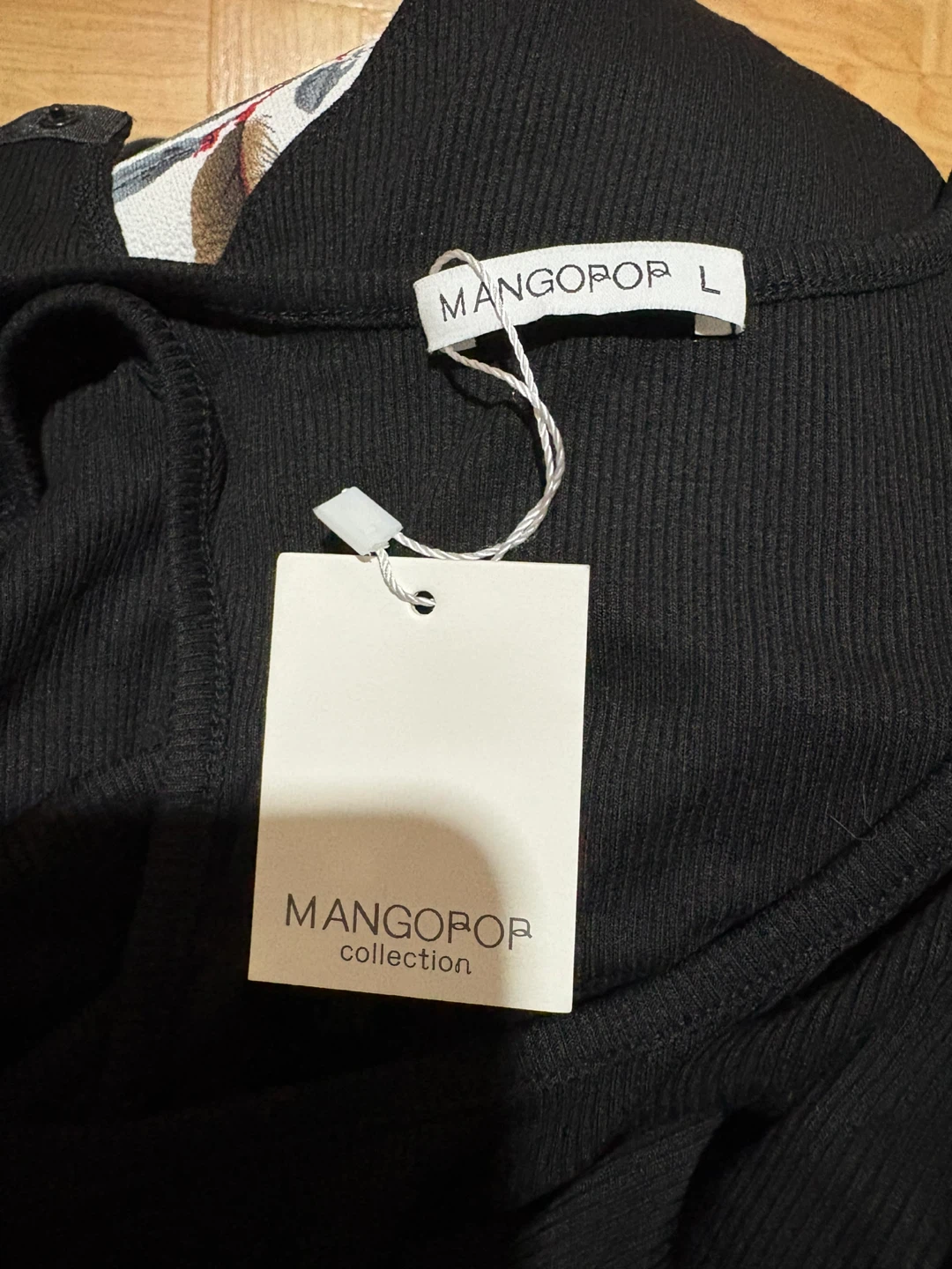 Mangopop Black Ribbed Bodysuit - Size L - photo 4