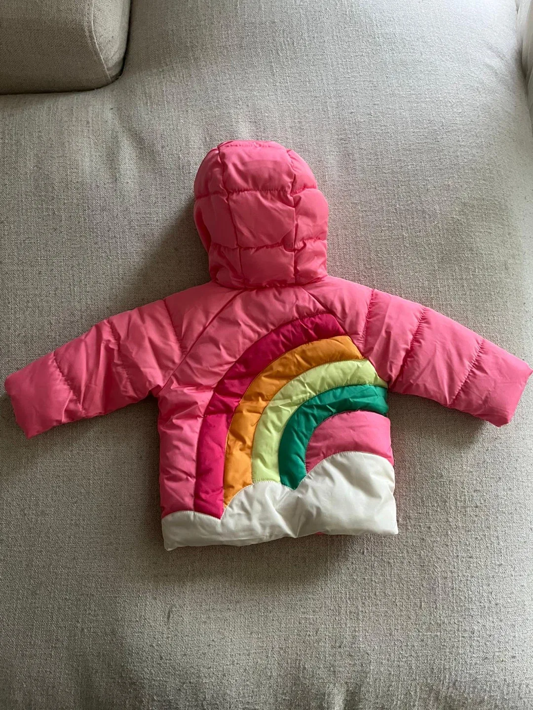 Old Navy Pink Puffer Jacket - Size 6-12M image indicator(2)