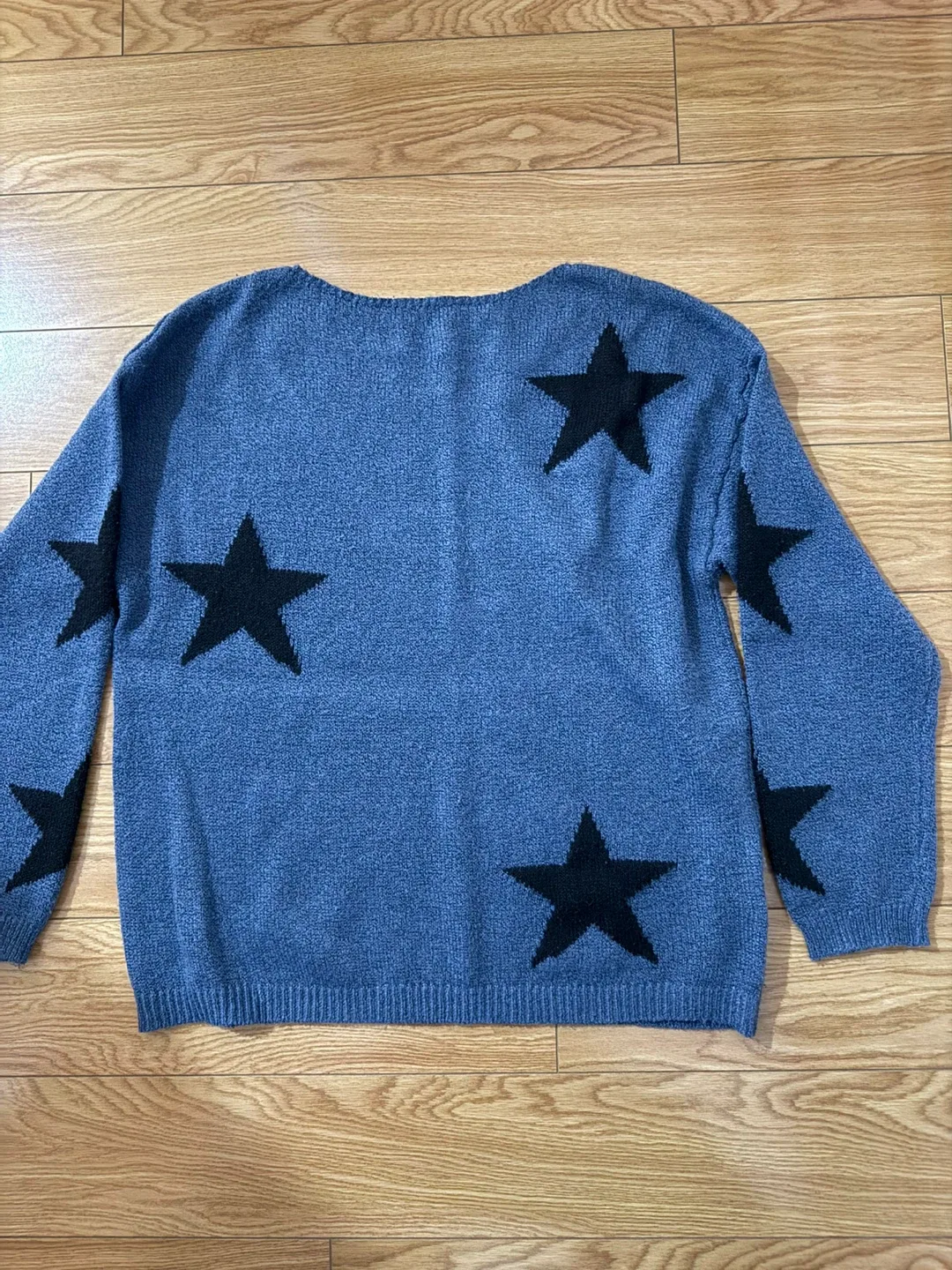 Women Star Sweater - Blue with Black Stars