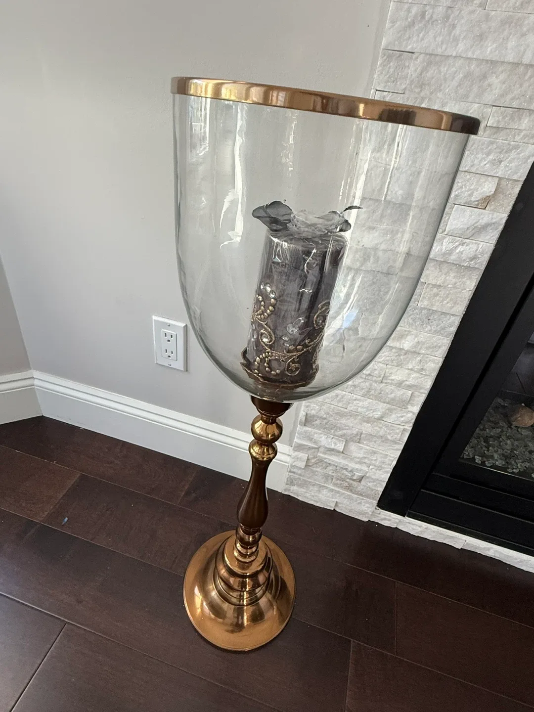 Gold Pedestal Hurricane Candle Holder