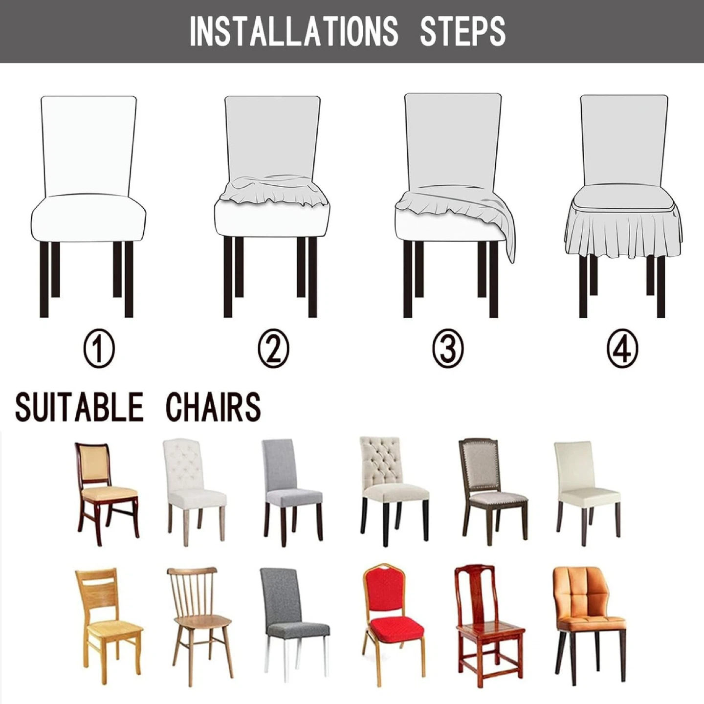 Chair Covers for Dining Room Set of 3 - photo 5