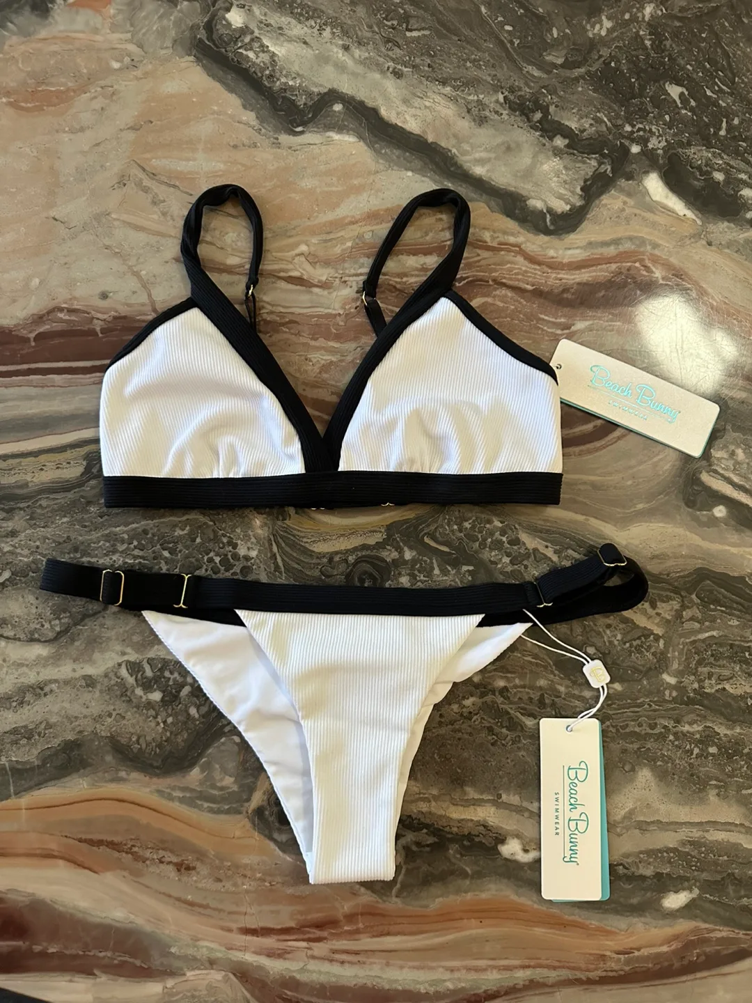 NEW Beach Bunny Presley White & Black Bikini