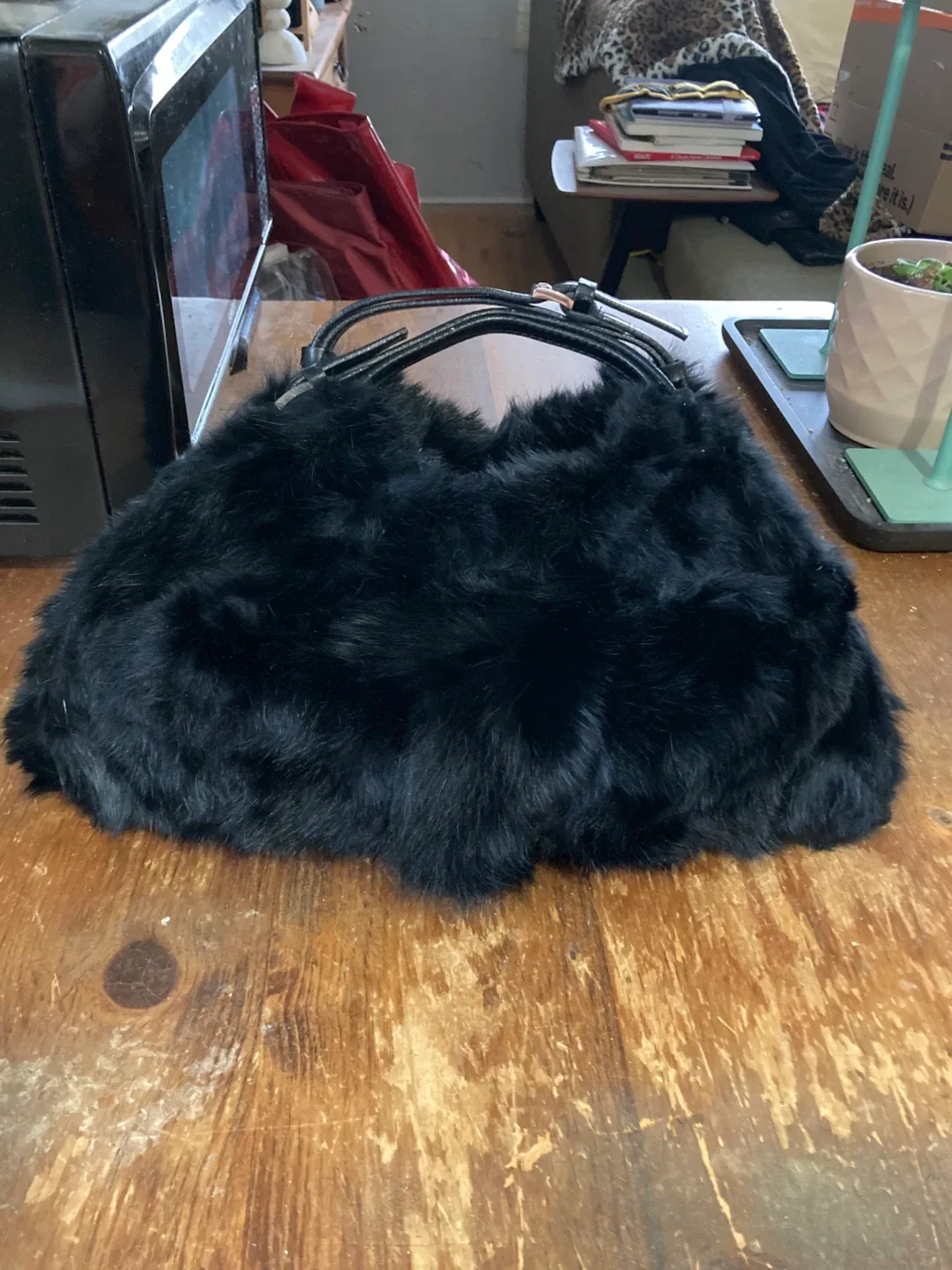 Black Furry Handbag