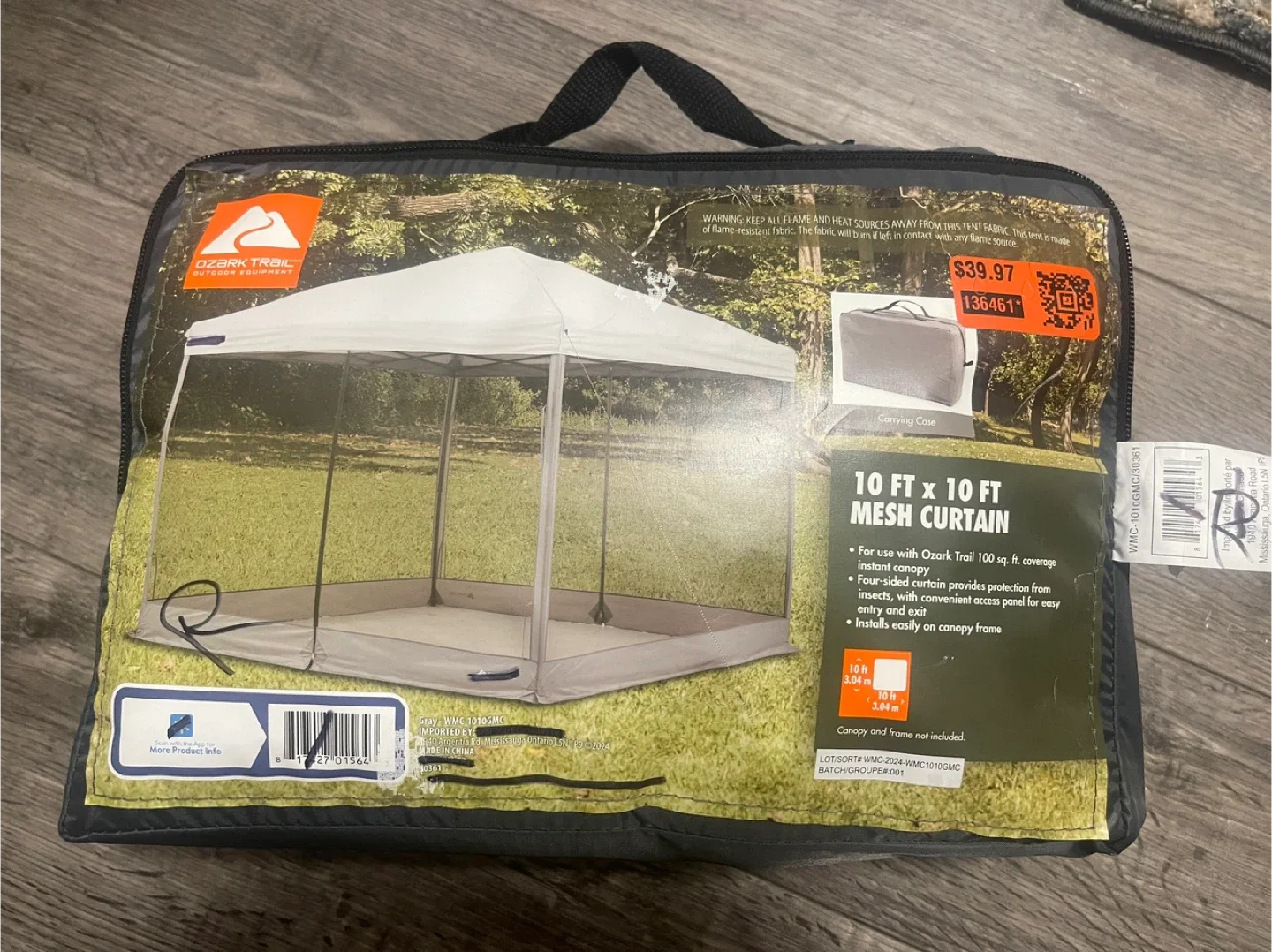 Ozark Trail 10 ft x 10 ft Mesh Curtain - New