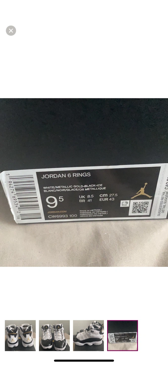 Jordan 6 Rings White/Black - Size 9.5 - photo 5