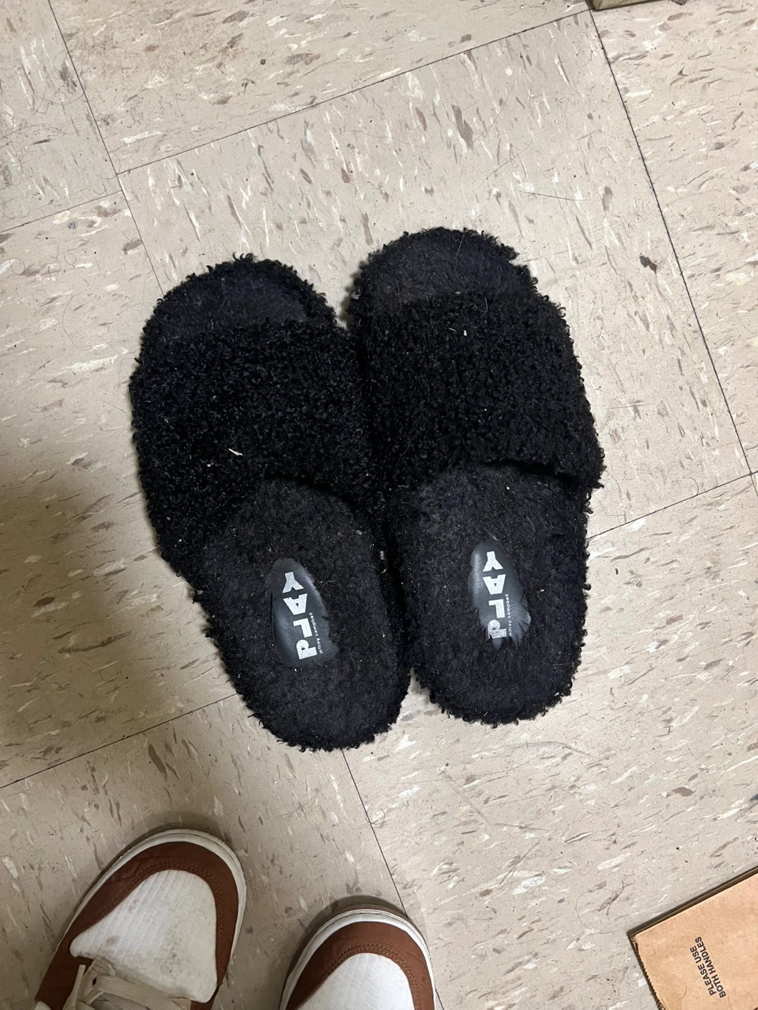FREE Black Fuzzy Slides