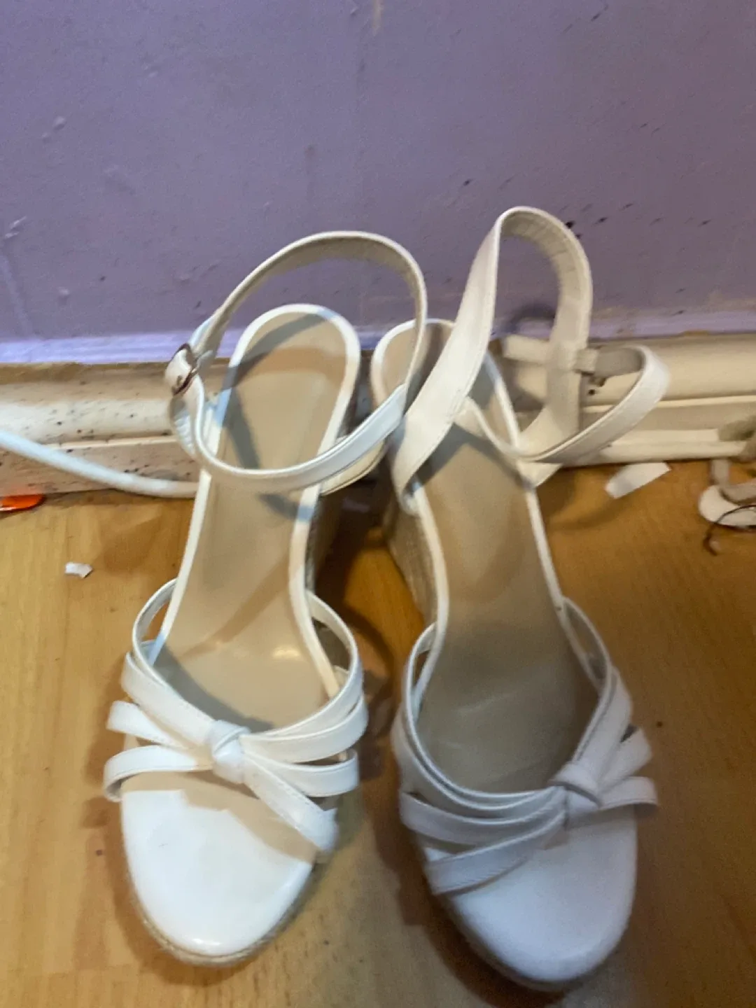 Nine West White Wedge Sandals - Size 8