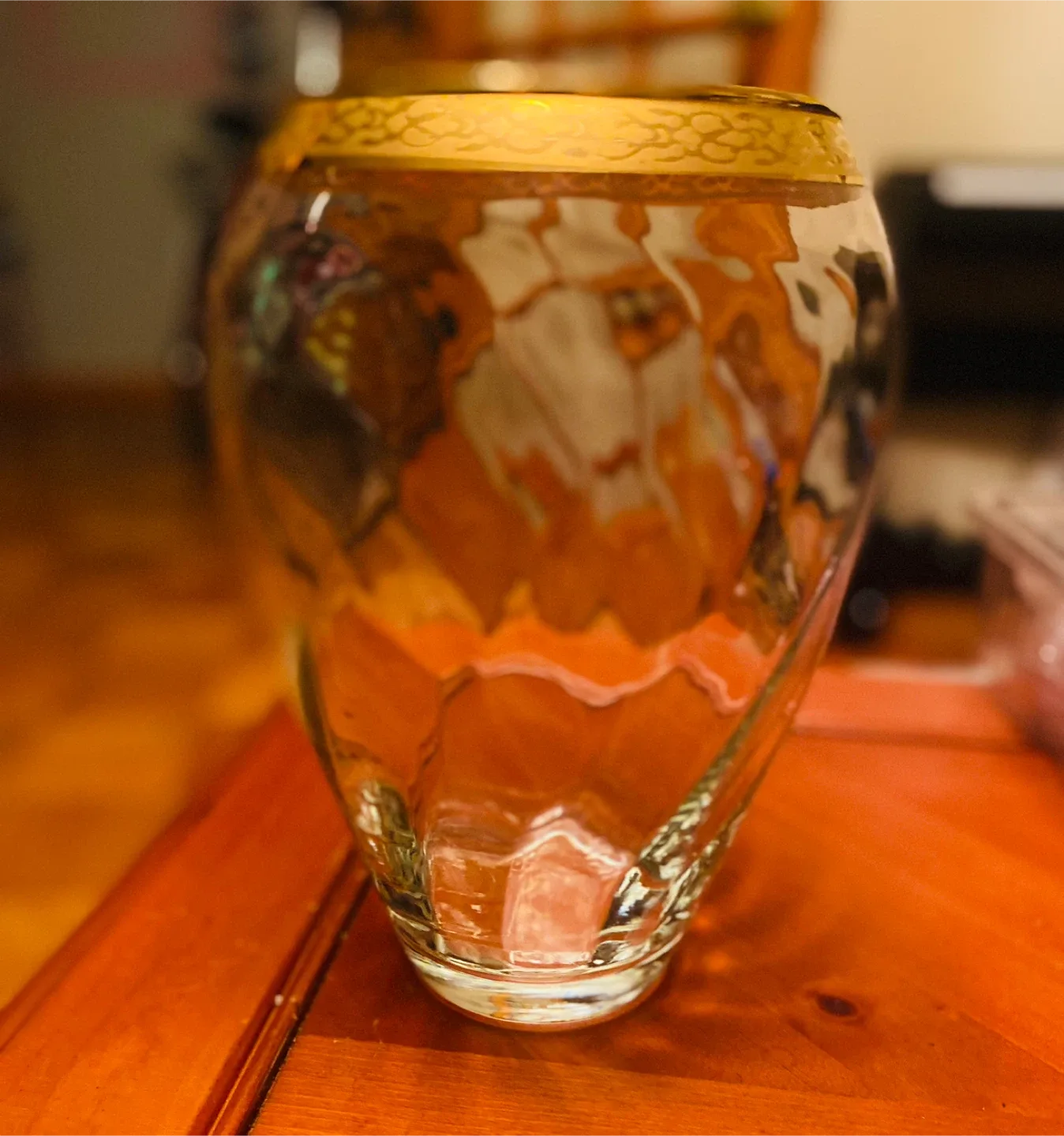 Glass Vase with Gold Trim