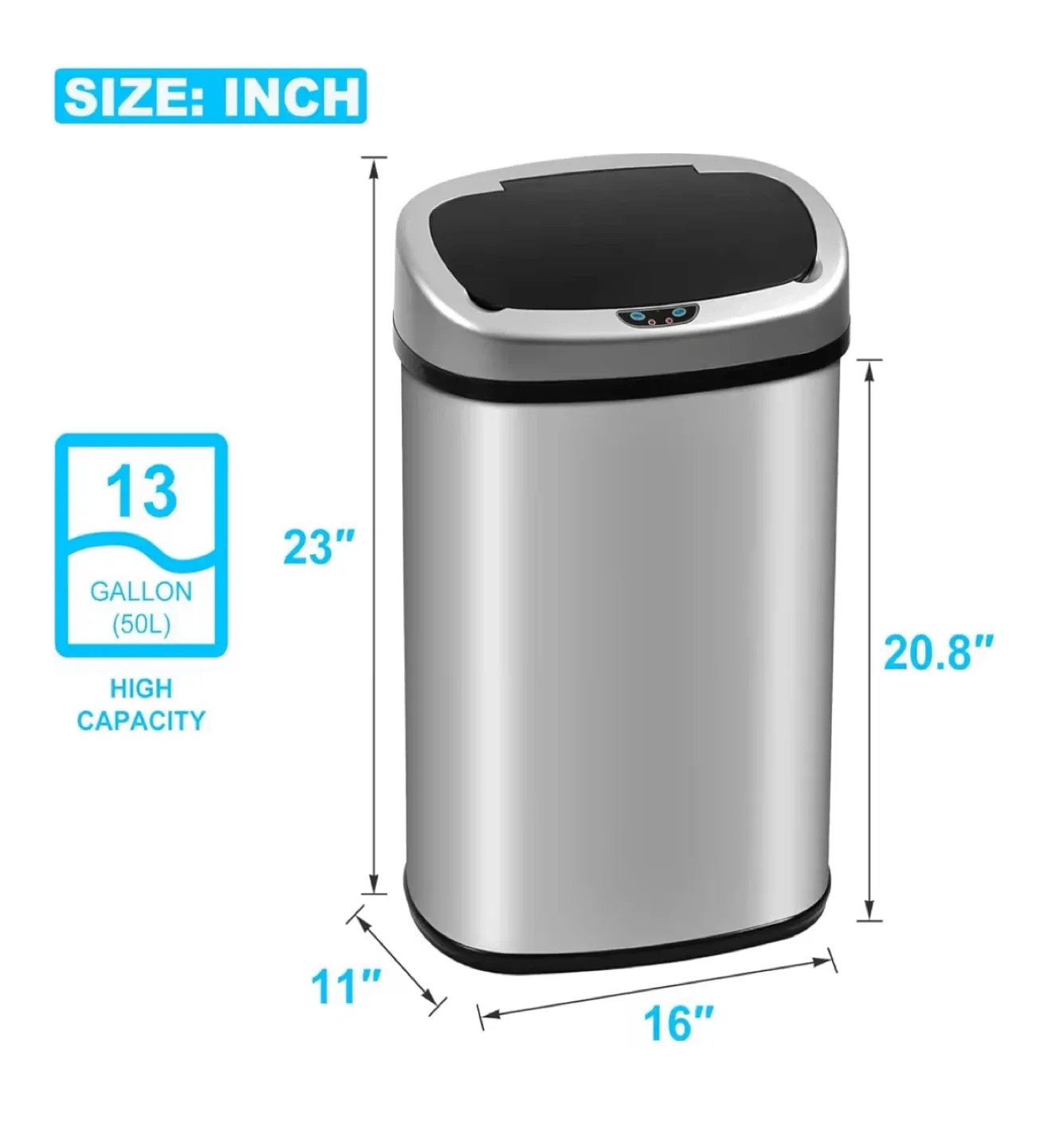 Touchless Trash Can Large Garbage can TC-1350R image indicator(7)