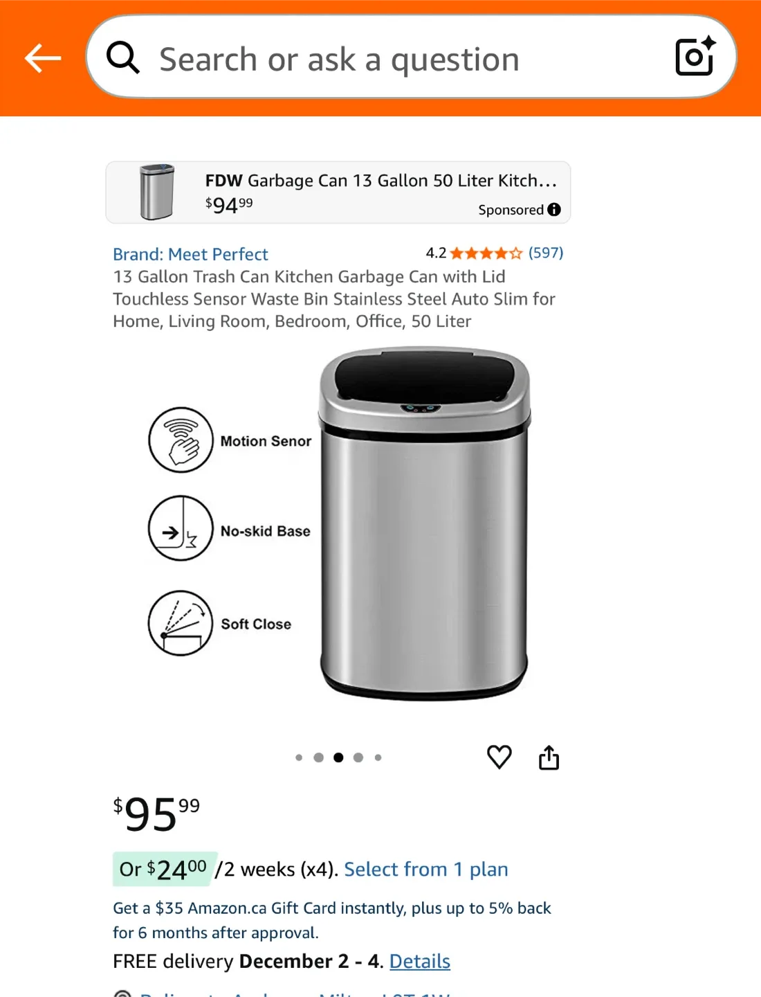 Touchless Trash Can Large Garbage can TC-1350R image indicator(8)