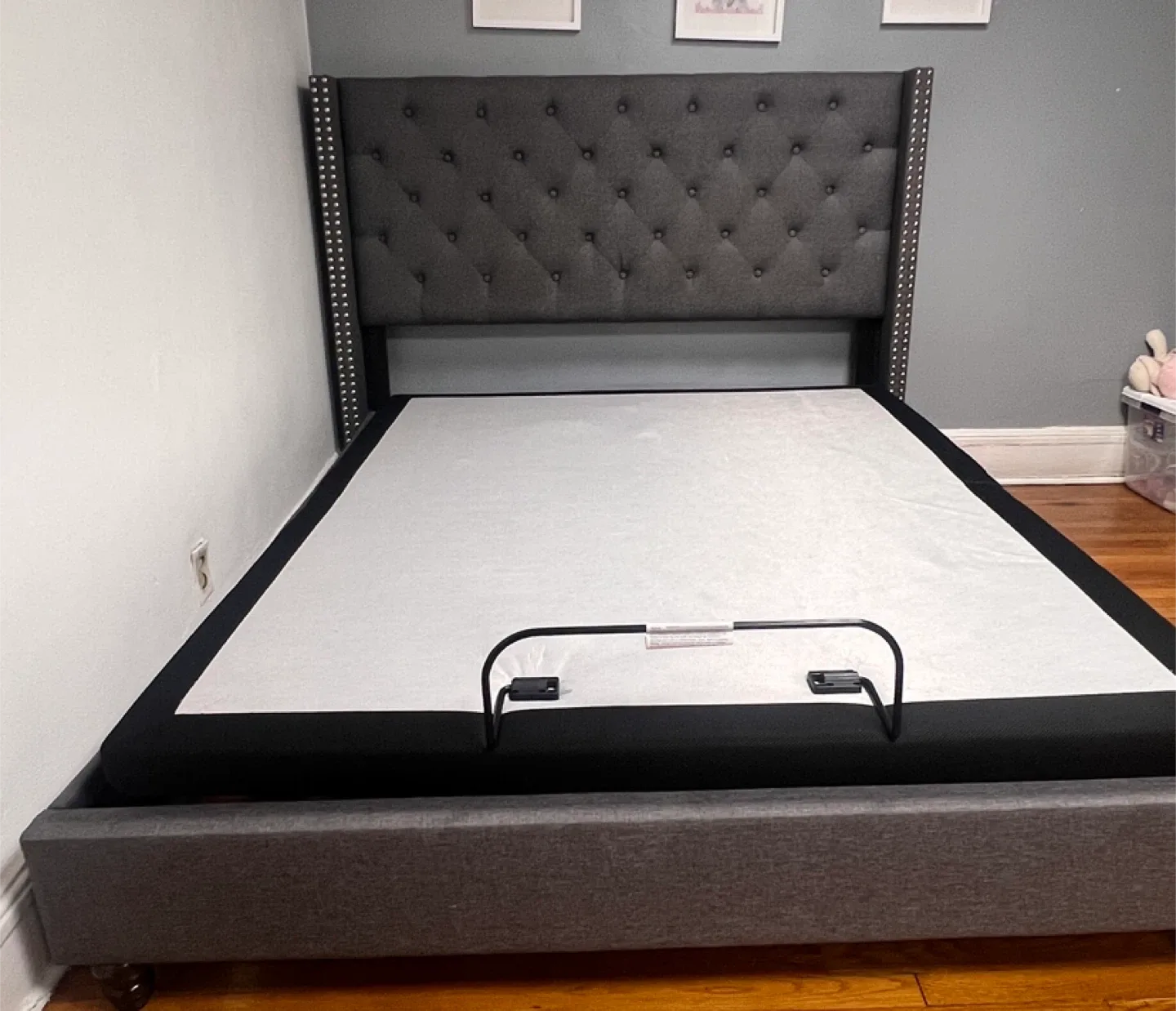 Upholstered Adjustable Bed Frame - Gray