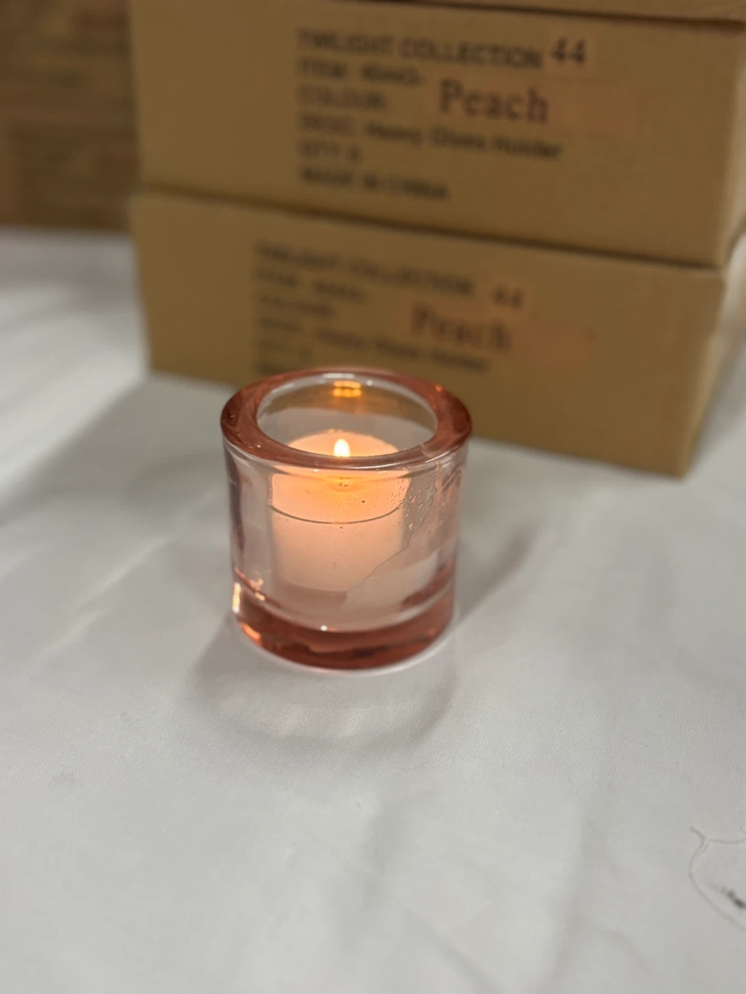 Peach Heavy Glass Candle Holder