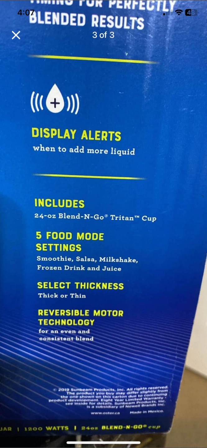 Oster ActiveSense Blender w/ 24oz Blend-N-Go Cup - photo 3