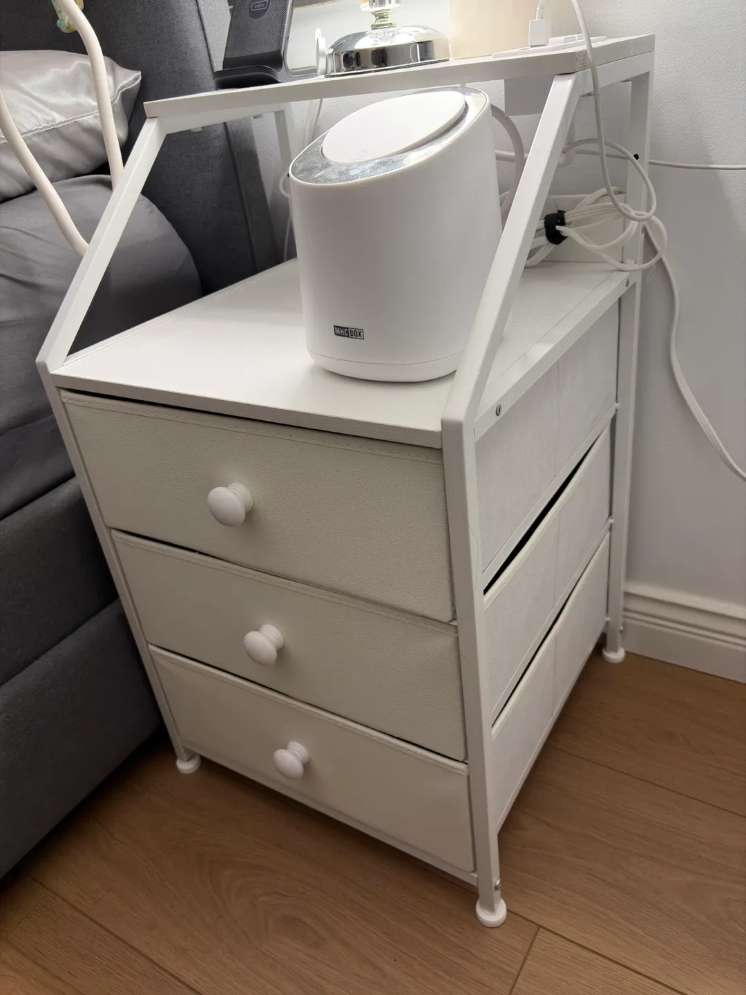 Bedside End Tables - Set of 2, built-in charging & drawers