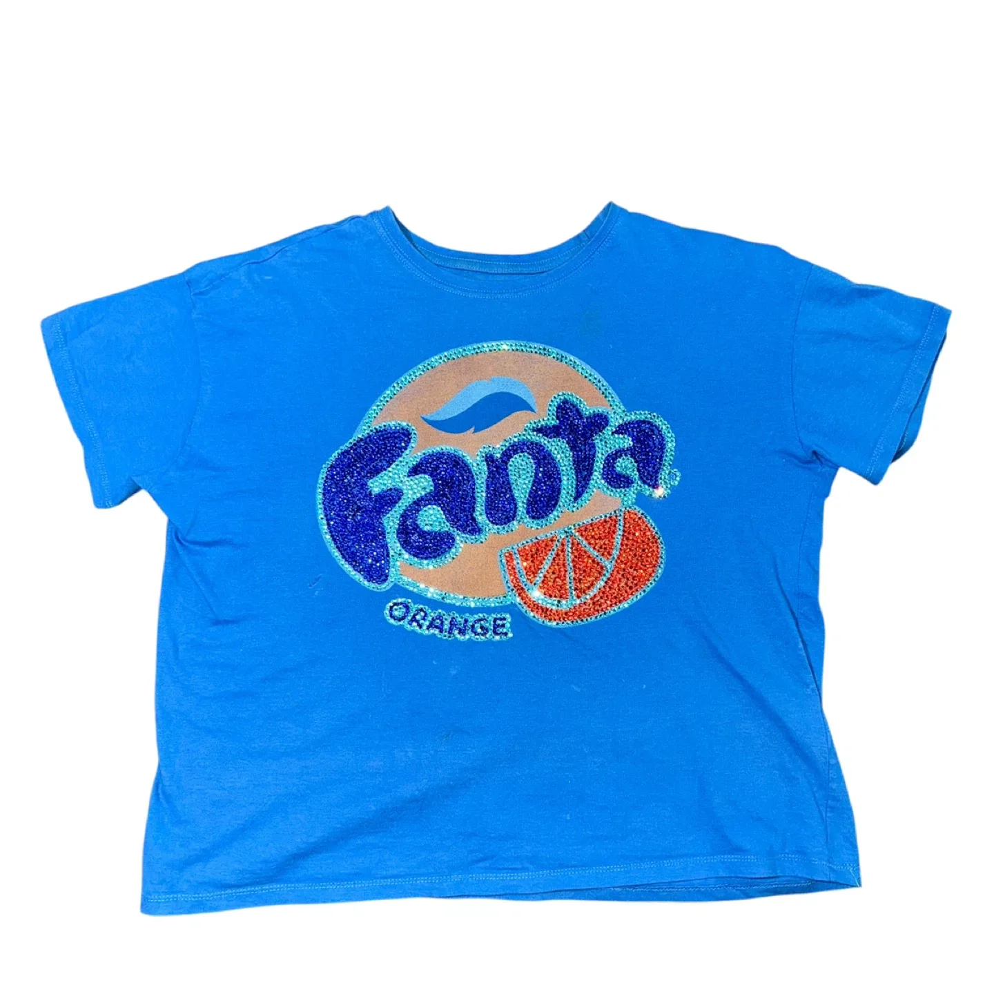 Fanta Orange Rhinestone Blue T-Shirt image indicator(2)