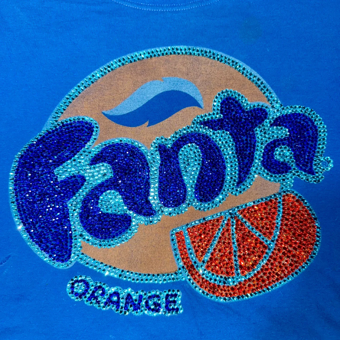Fanta Orange Rhinestone Blue T-Shirt