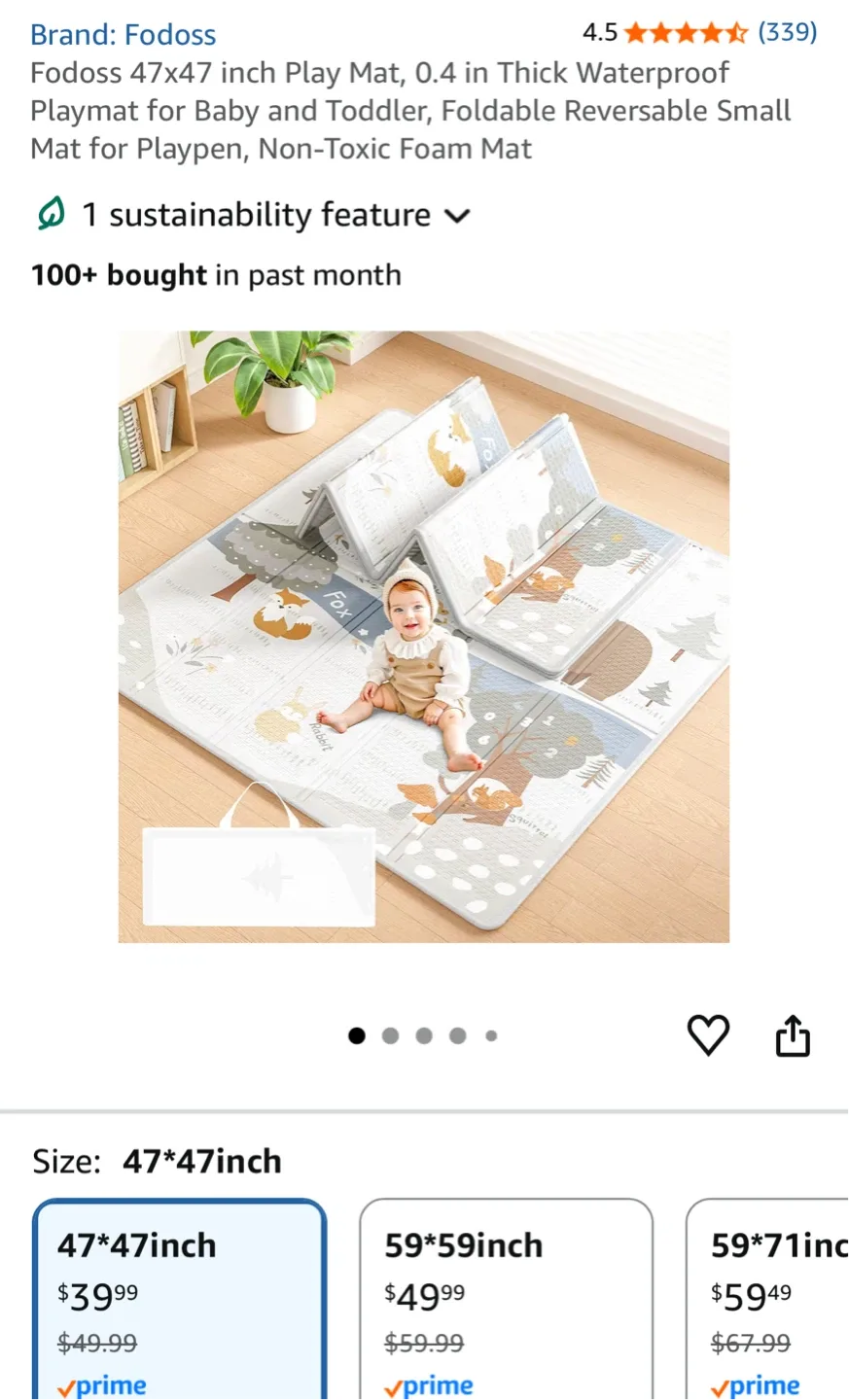 Foldable Waterproof Playmat for Baby and Toddler