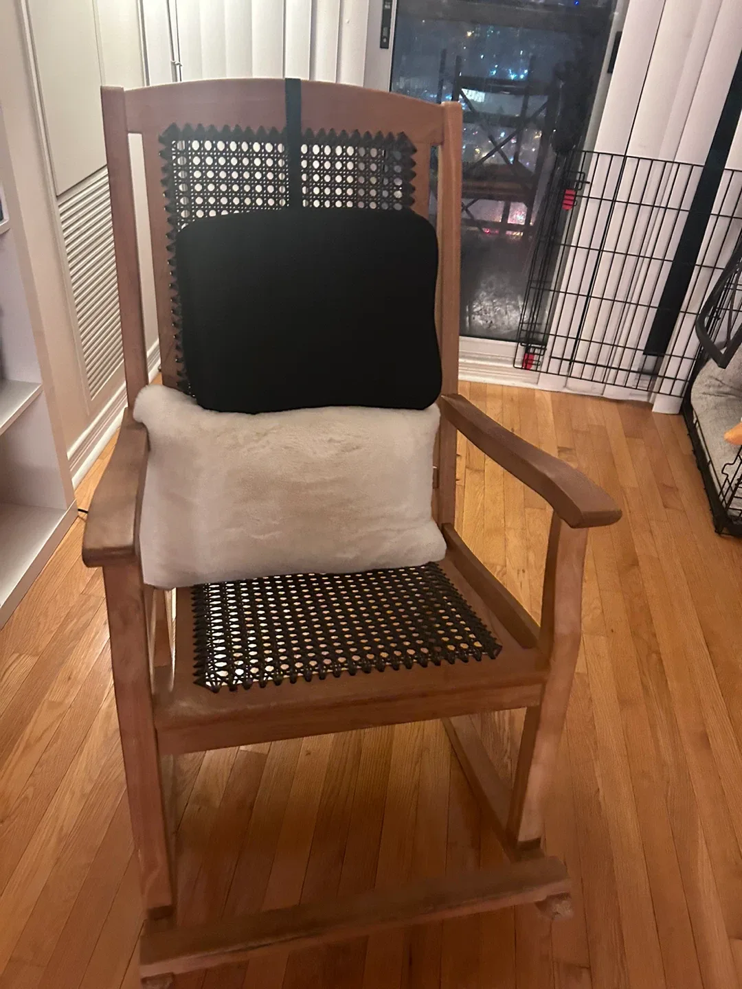 Premium hardwood + hand-woven cane